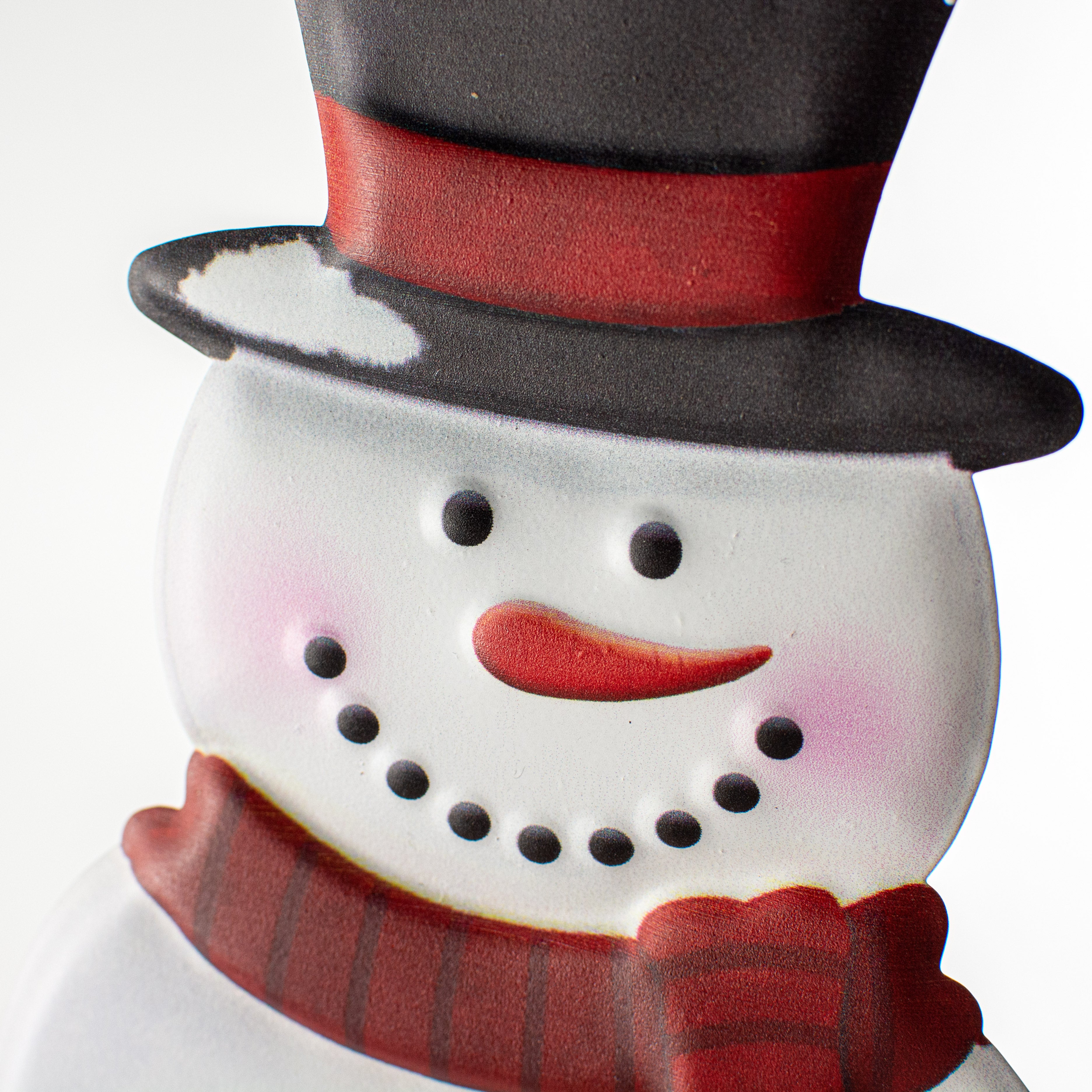 12" Metal Embossed Hanger: Snowman detail photo 3