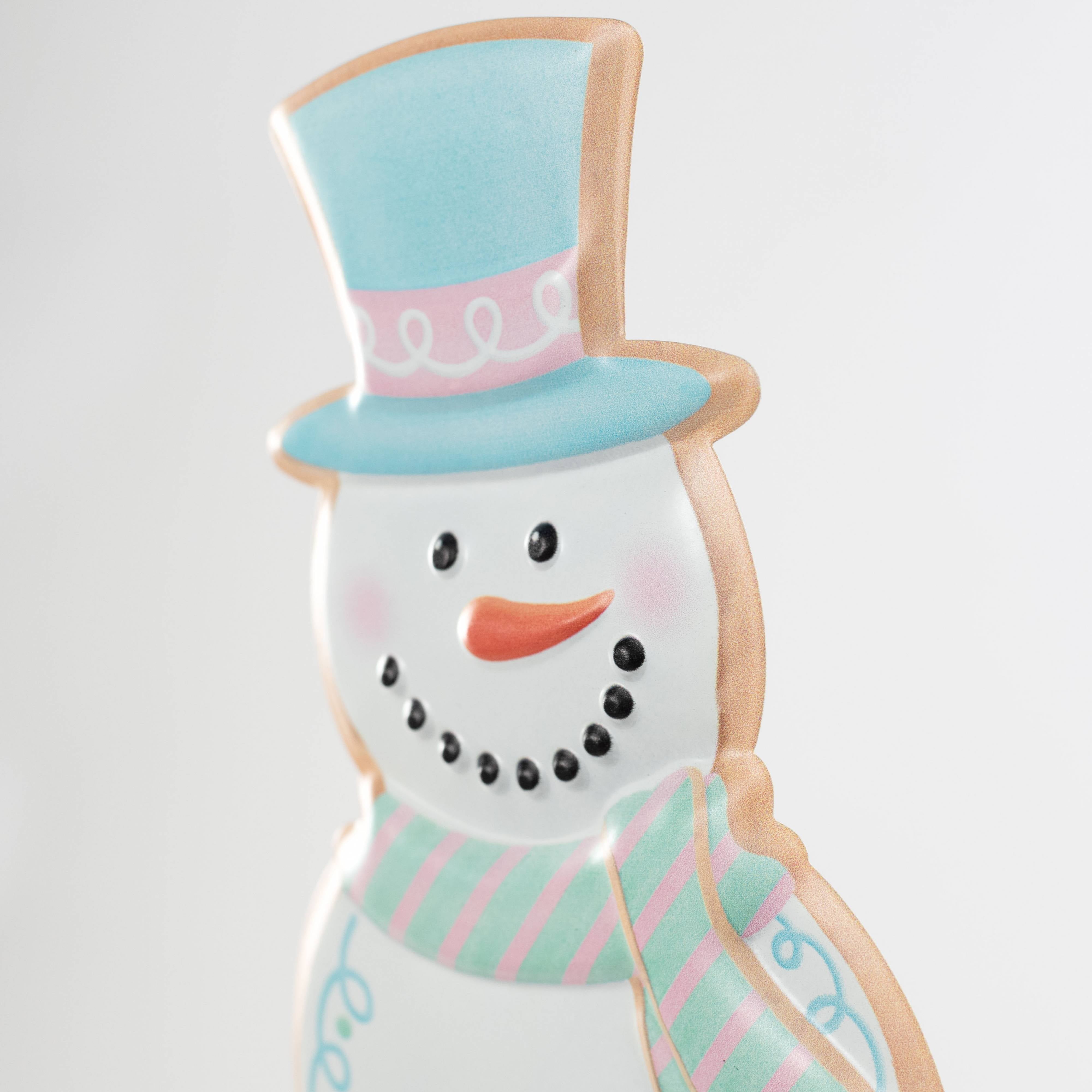 12" Metal Embossed Hanger: Snowman Cookie Pink & Blue detail photo 4