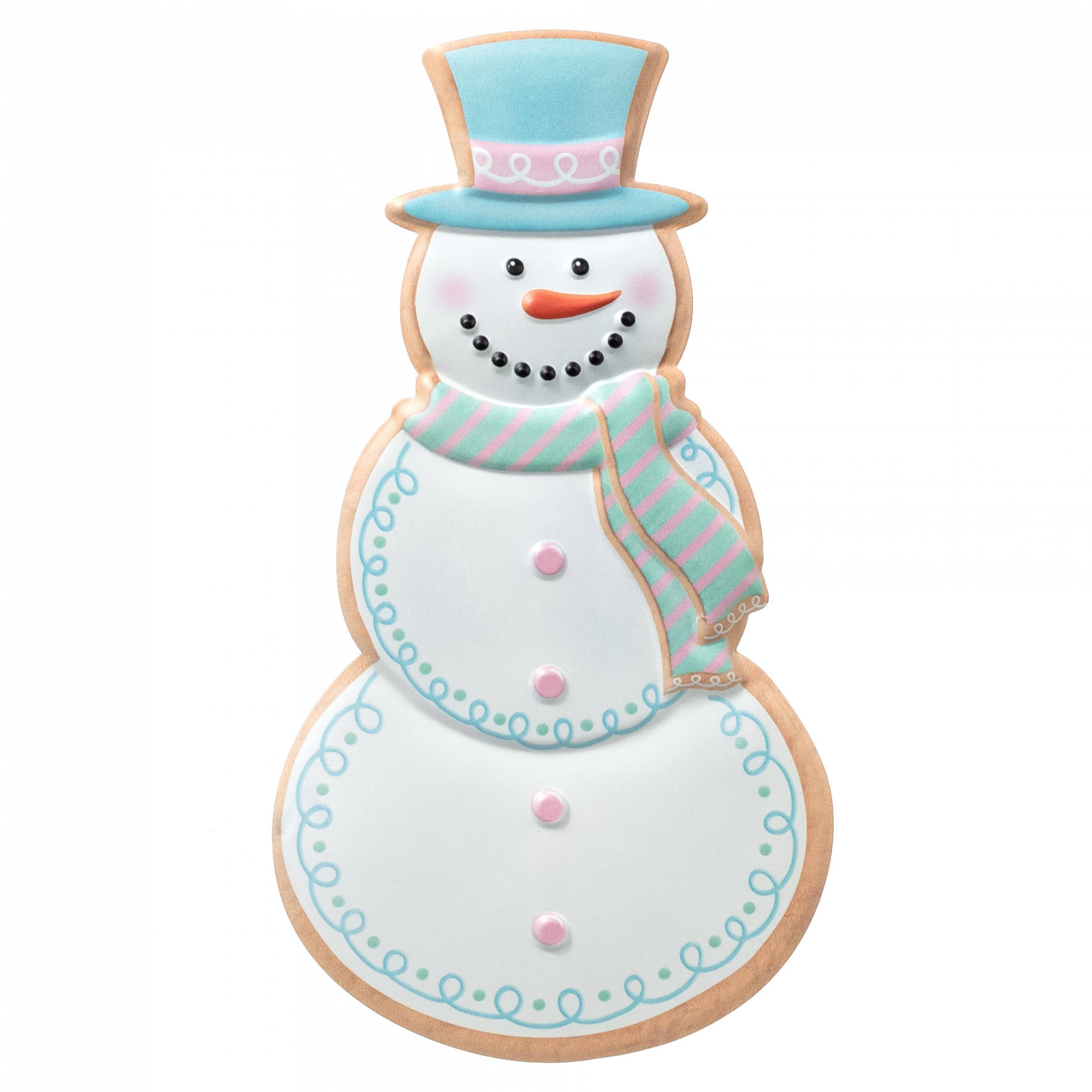 12" Metal Embossed Hanger: Snowman Cookie Pink & Blue Item Number: MD1494A9