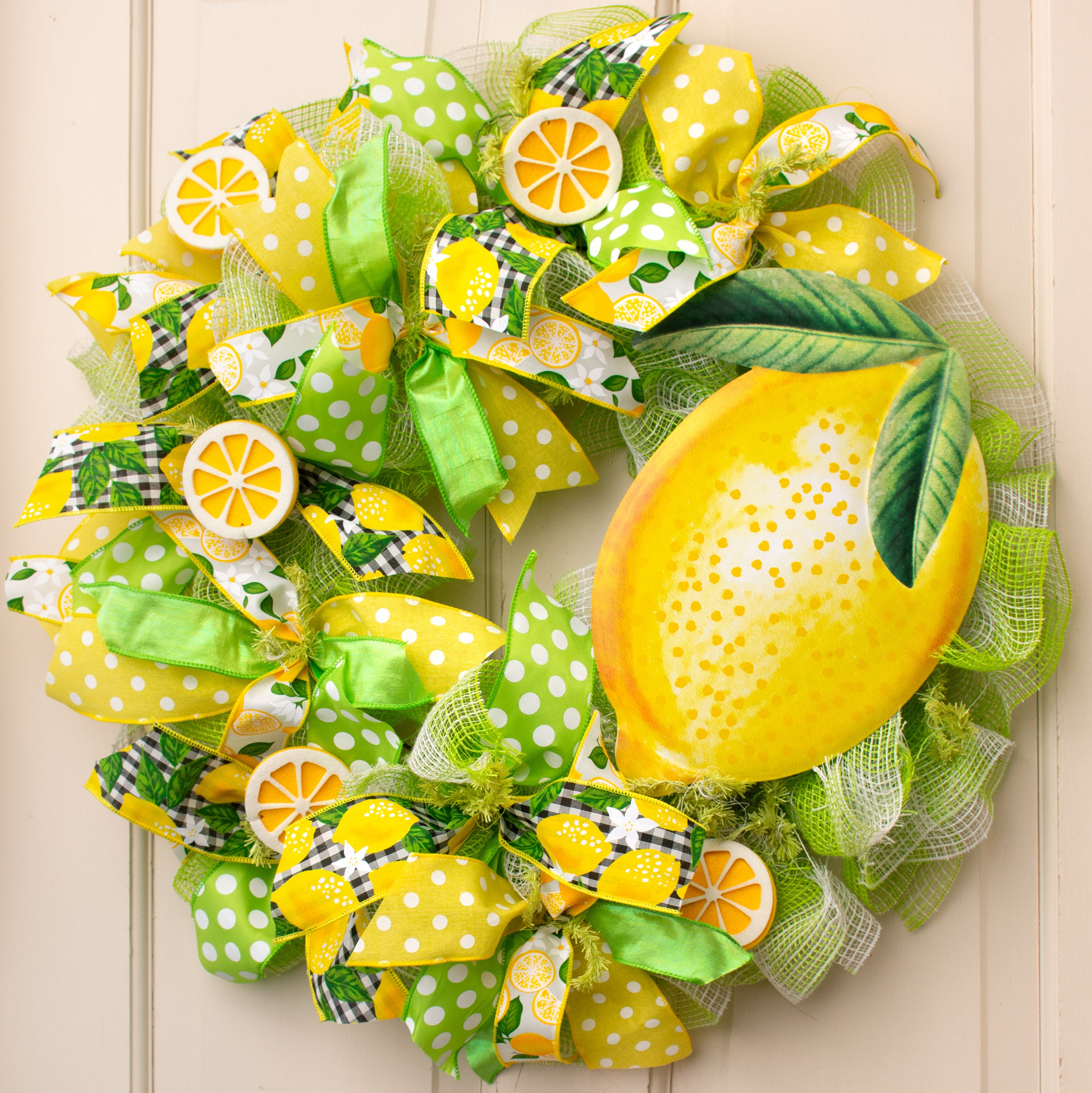 12" Metal Embossed Hanger: Watercolor Lemon Lifestyle Photo