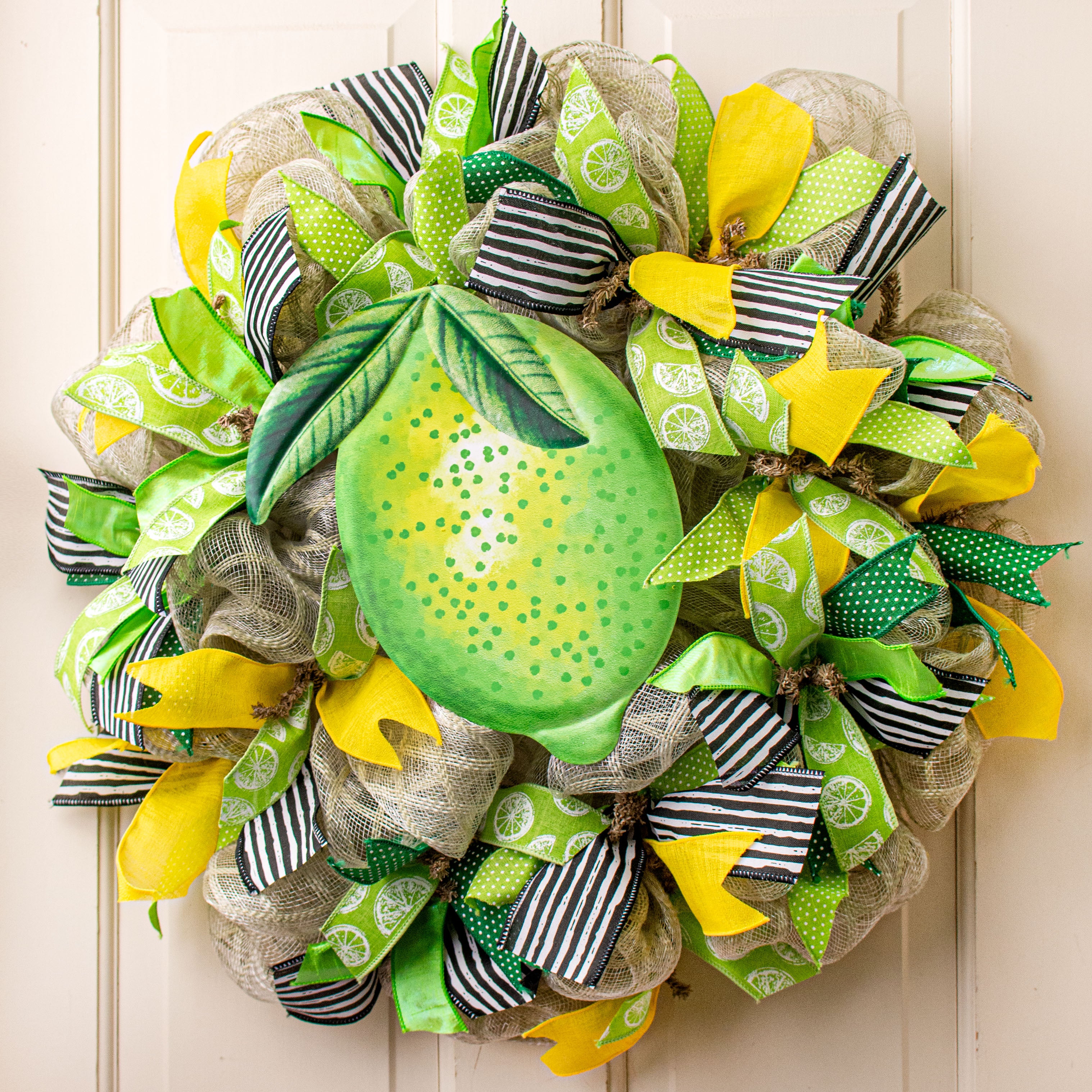 12" Metal Embossed Hanger: Watercolor Lime Lifestyle Photo