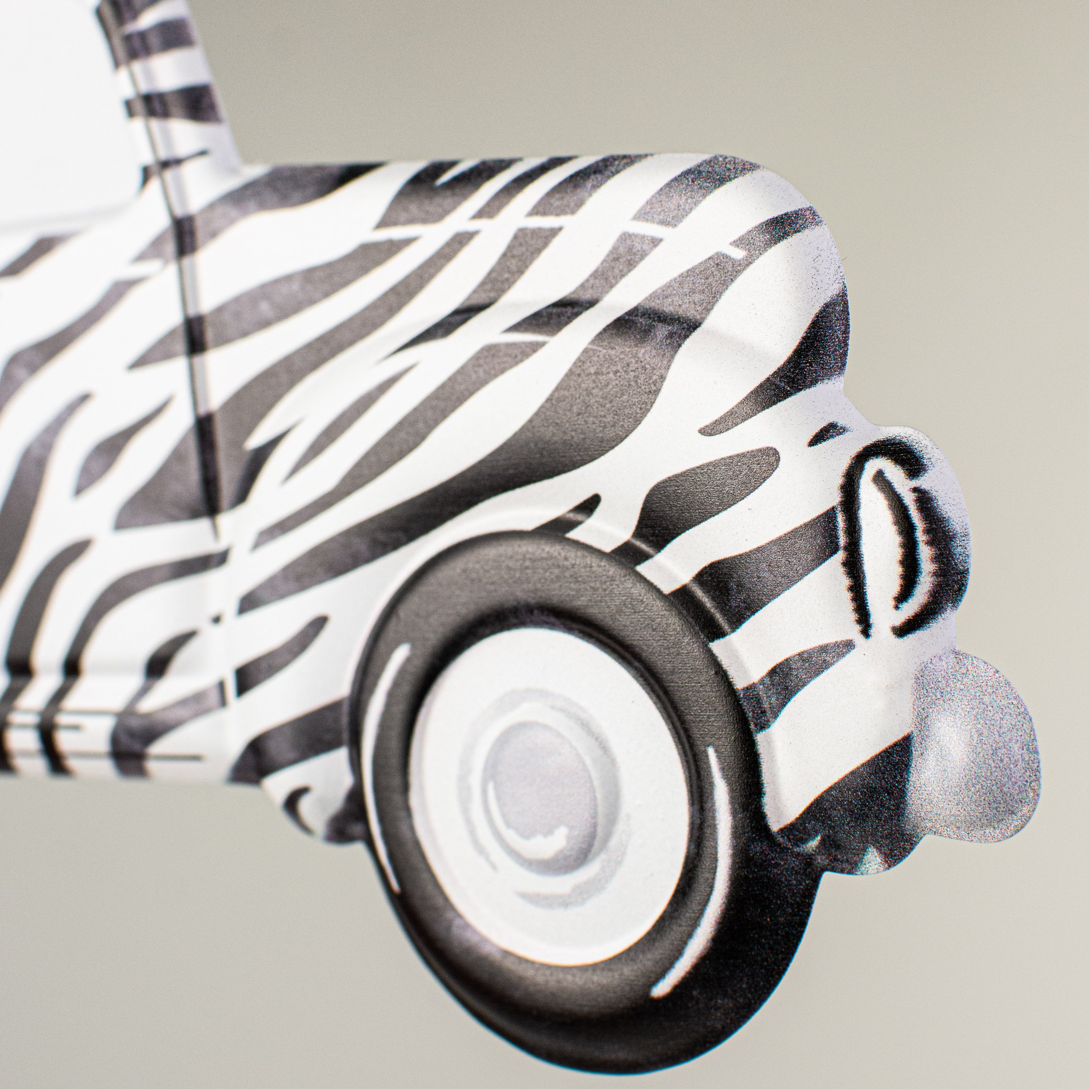 12" Metal Embossed Hanger: White & Black Animal Stripe Truck detail photo 4
