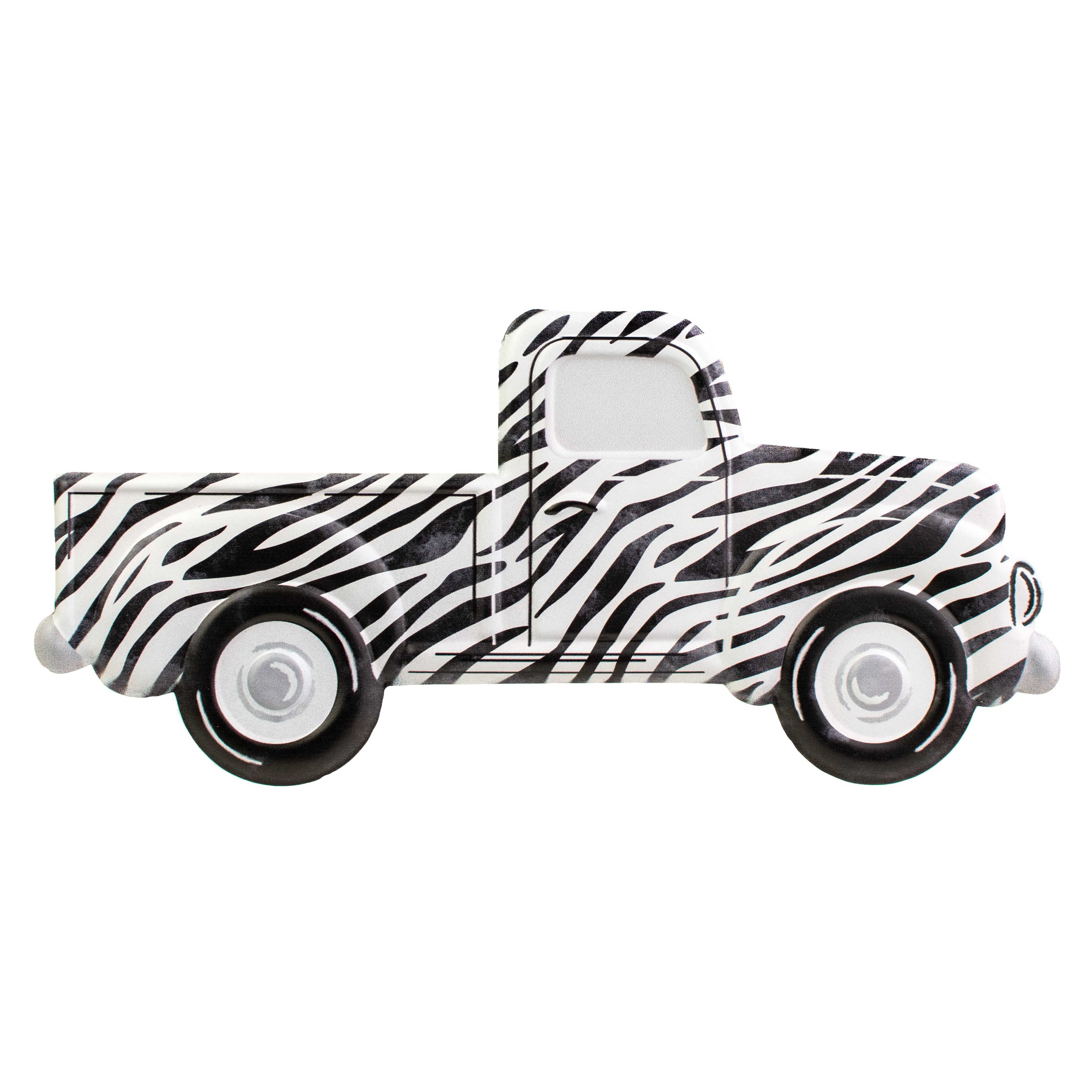 12" Metal Embossed Hanger: White & Black Animal Stripe Truck Item Number: MD078327