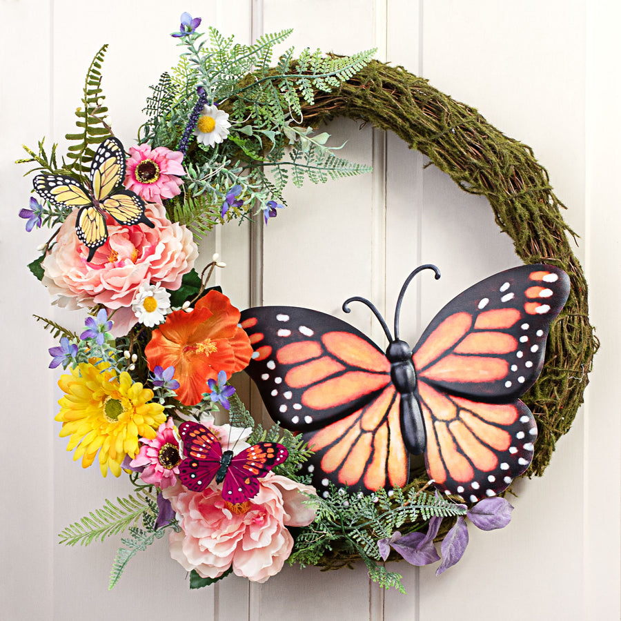 12" Metal Embossed Hanger: Yellow & Orange Monarch Butterfly Lifestyle Photo