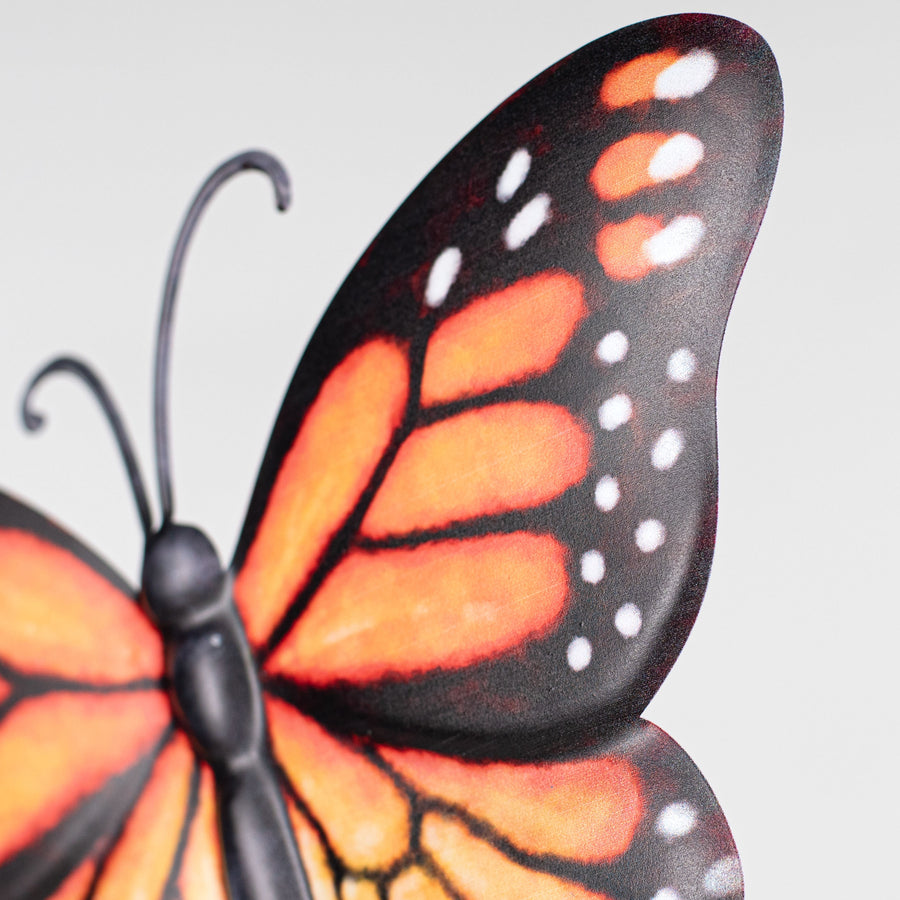 12" Metal Embossed Hanger: Yellow & Orange Monarch Butterfly detail photo 3