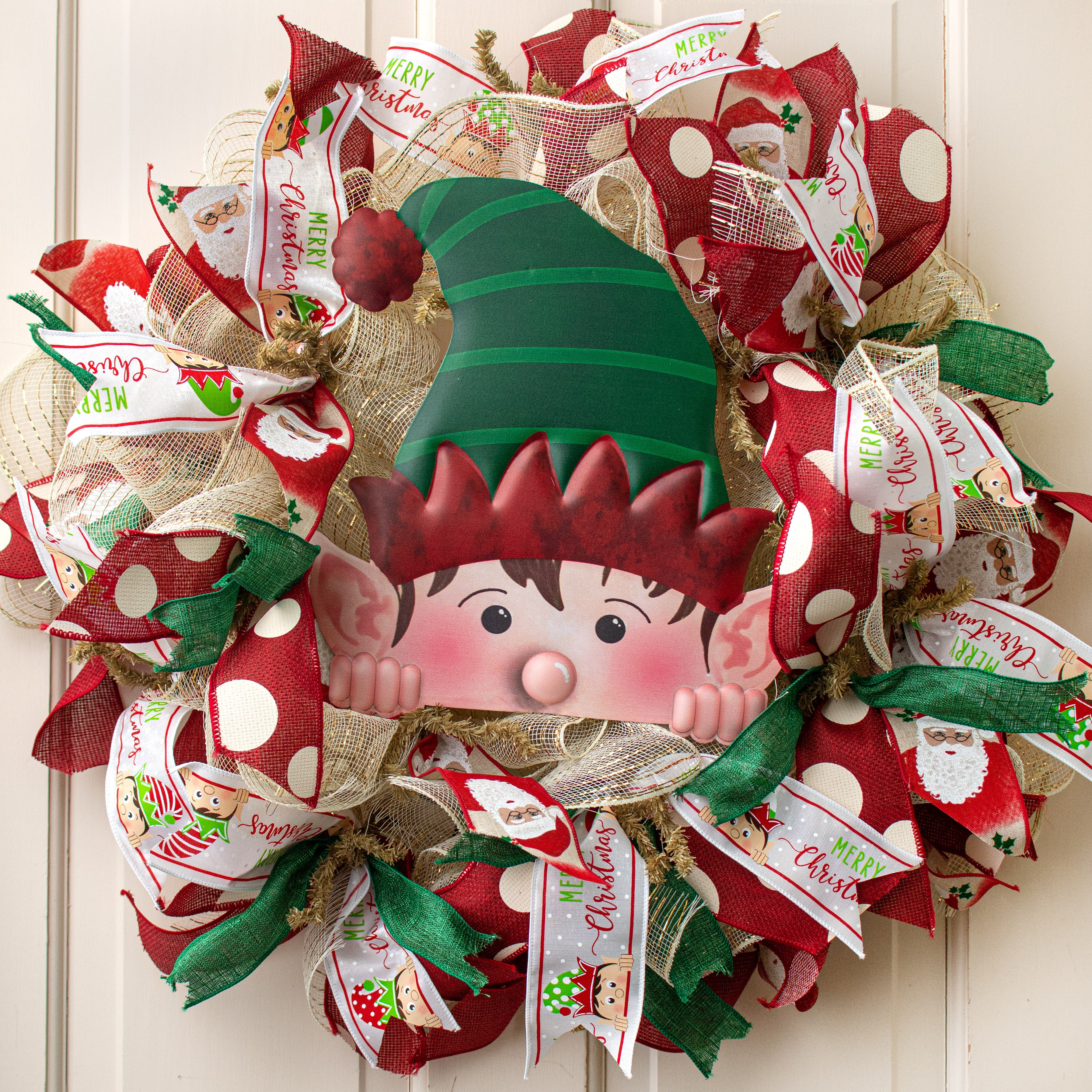 12" Metal Embossed Decoration: Peeking Elf Lifestyle Photo