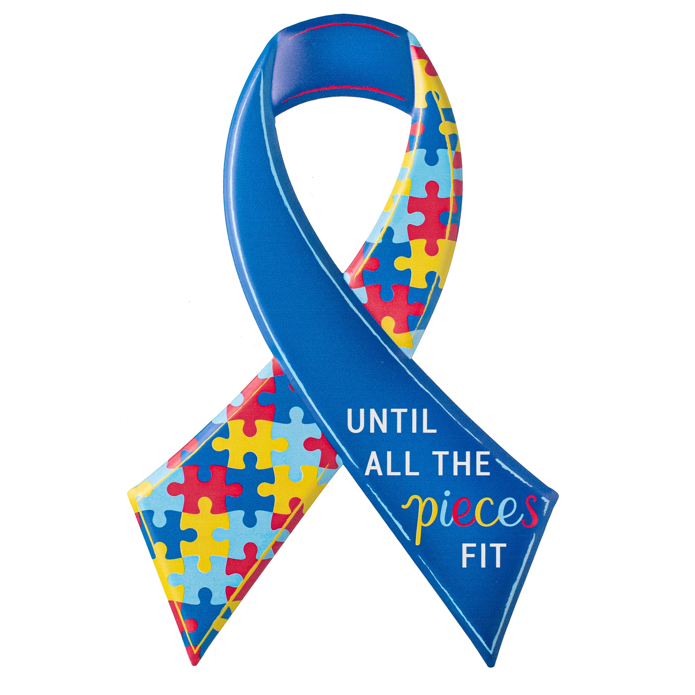 12" Metal Embossed Sign: Autism Support Ribbon Item Number: MD1192