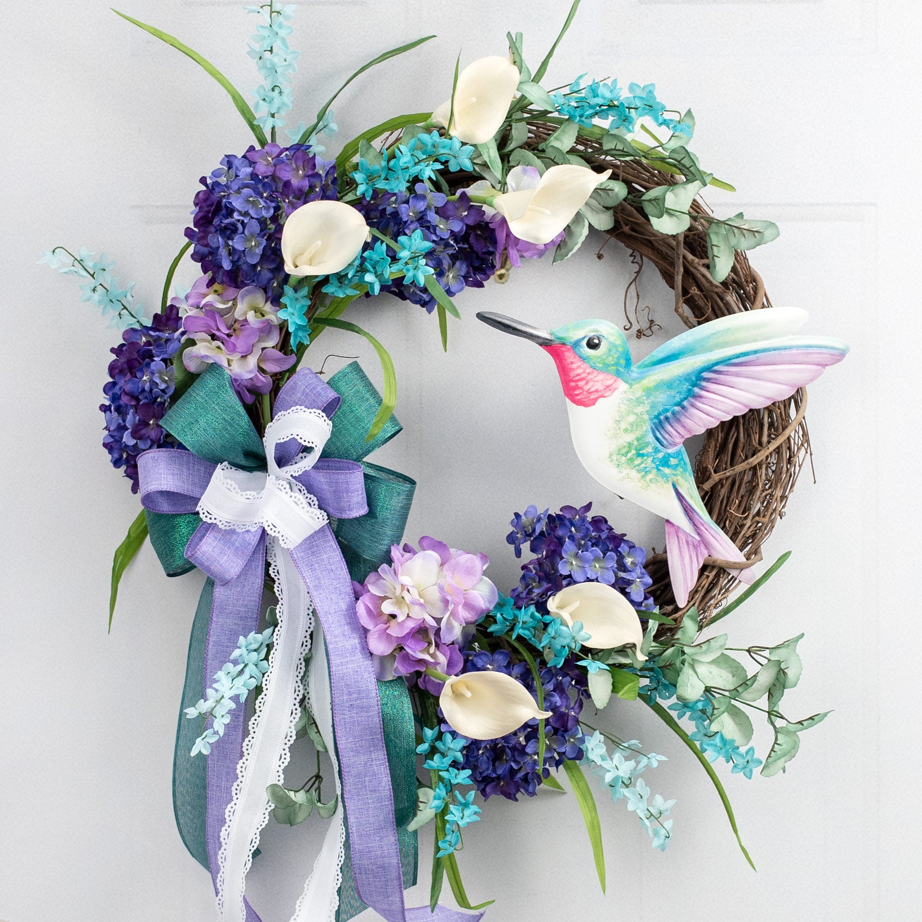 12" Metal Embossed Sign: Hummingbird Lifestyle Photo