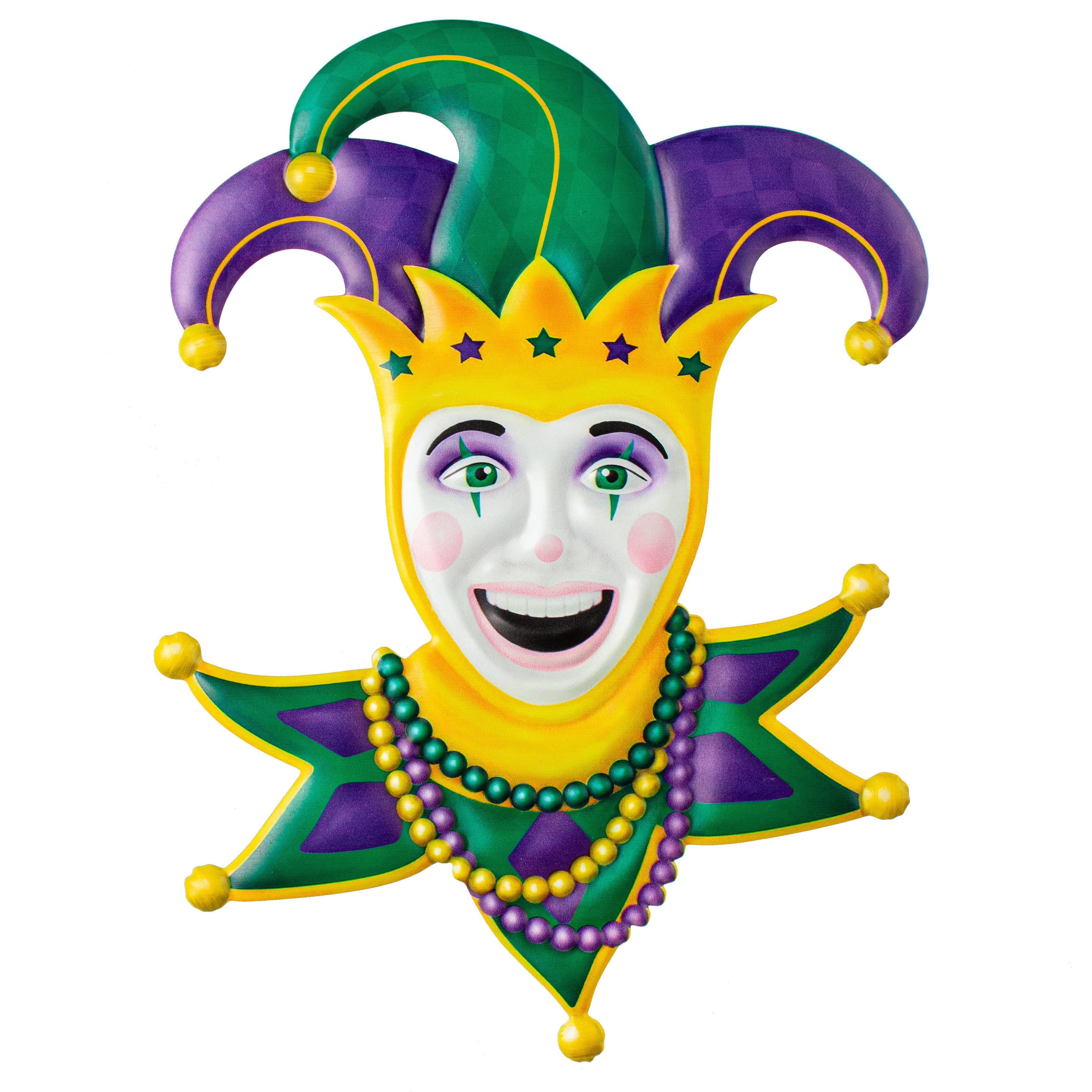 15" Metal Embossed Sign: Mardi Gras Jester Head Item Number: MD1339