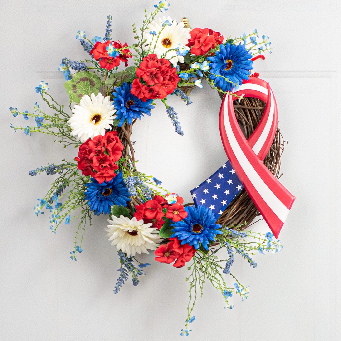 12" Metal Embossed Sign: RWB Support Ribbon Lifestyle Photo
