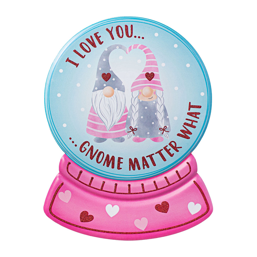 12" Metal Embossed Sign: Valentine Gnomes Snow Globe Item Number: MD0861