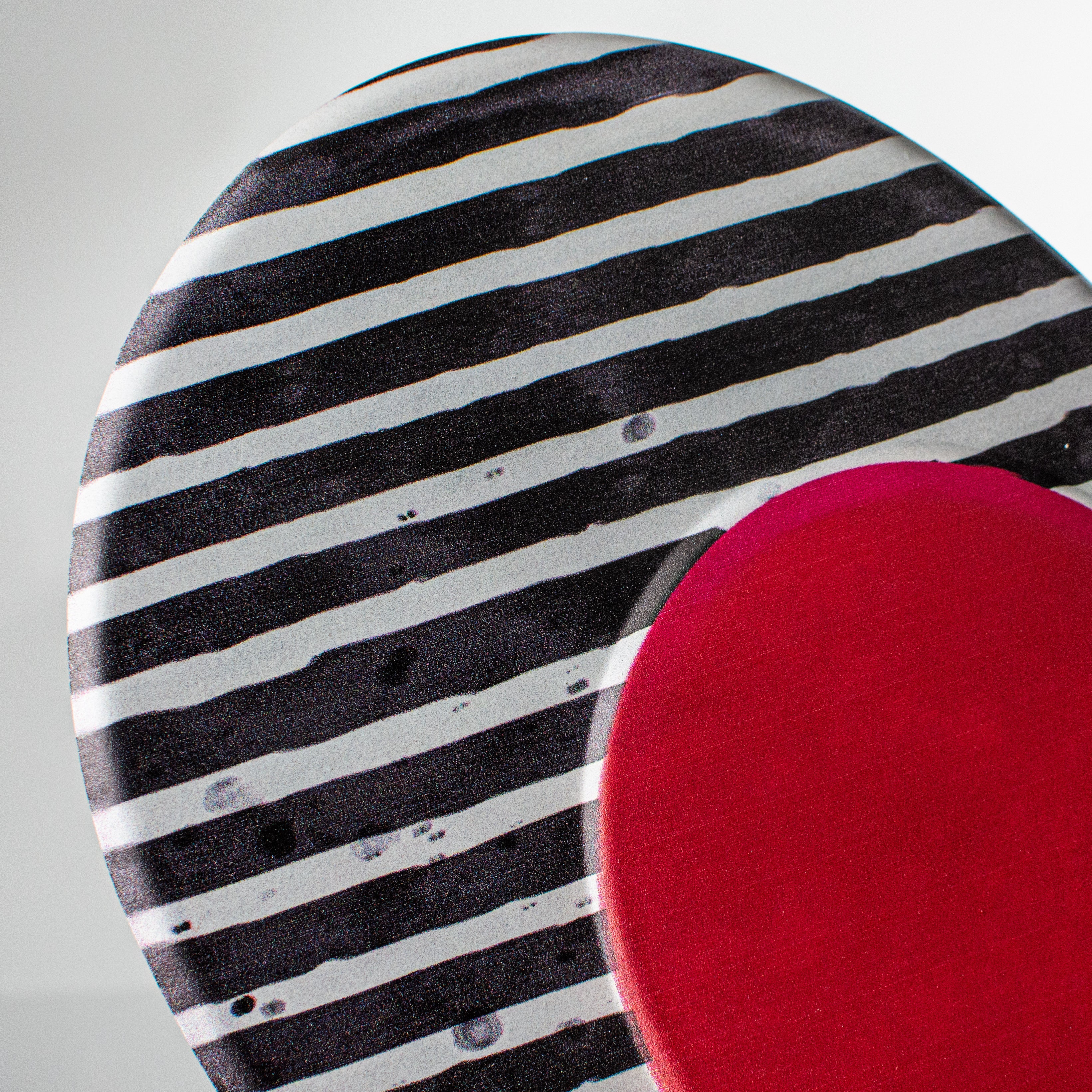 12" Metal Embossed Decoration: Striped Heart detail photo 3
