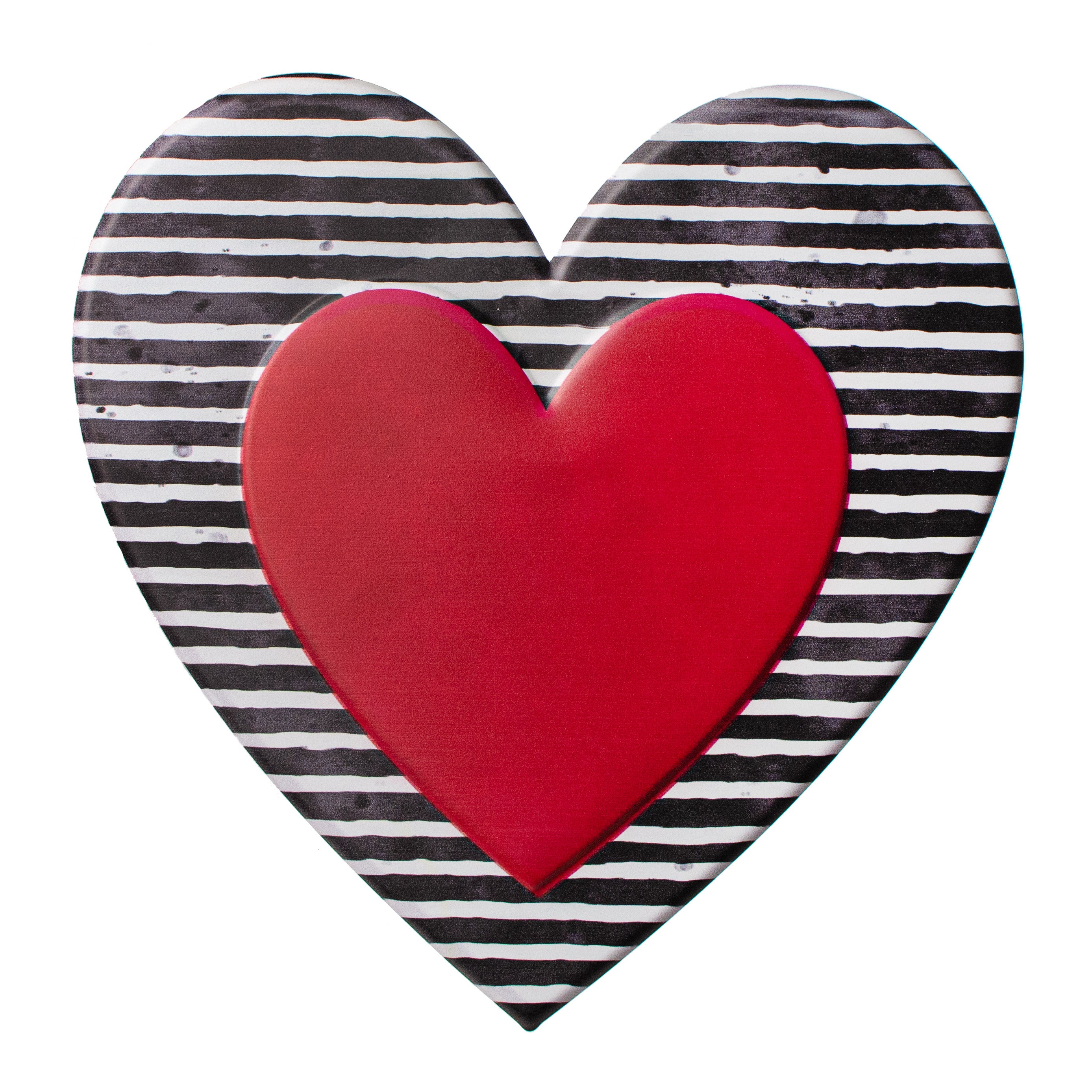 12" Metal Embossed Decoration: Striped Heart Item Number: MD0556
