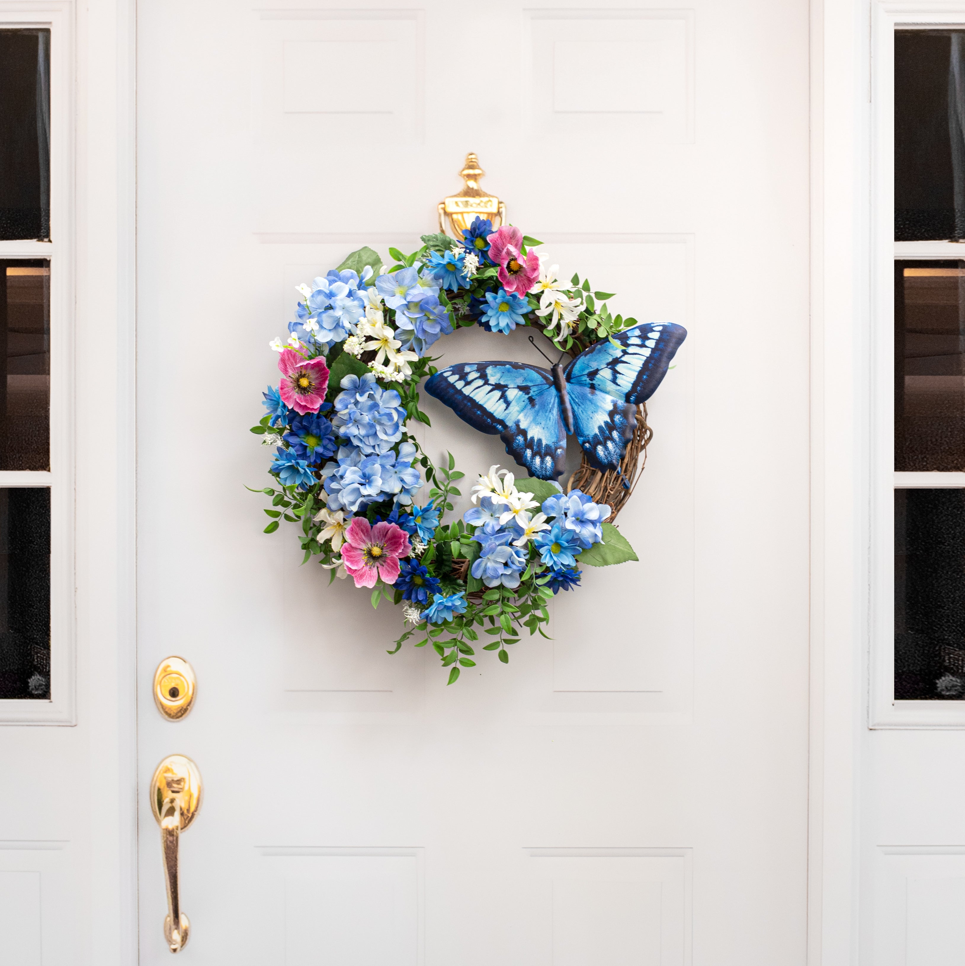 13" Metal Embossed Swallowtail Butterfly Sign: Blue detail photo 4