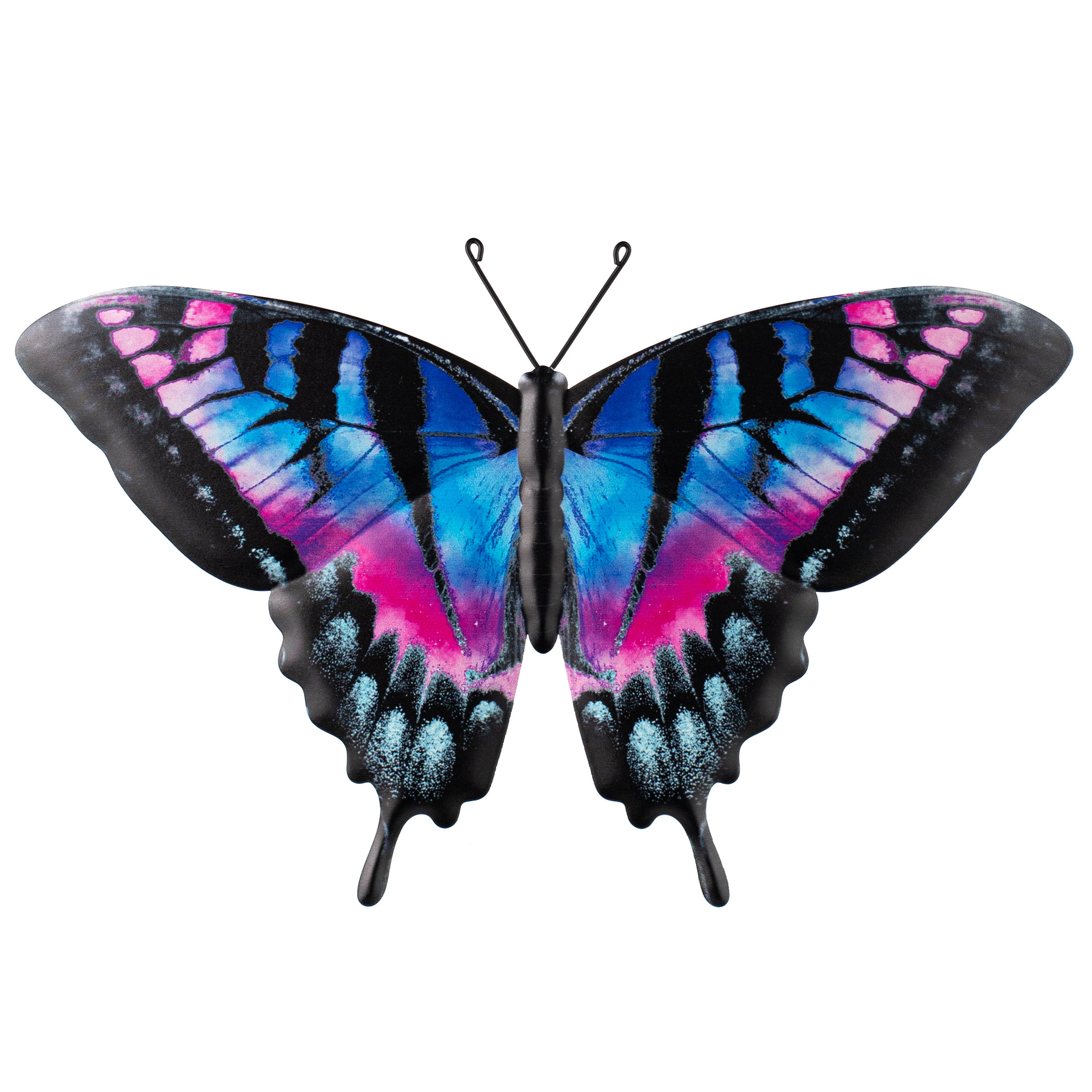13" Metal Embossed Swallowtail Butterfly Sign: Blue, Pink & Purple Item Number: MD136389