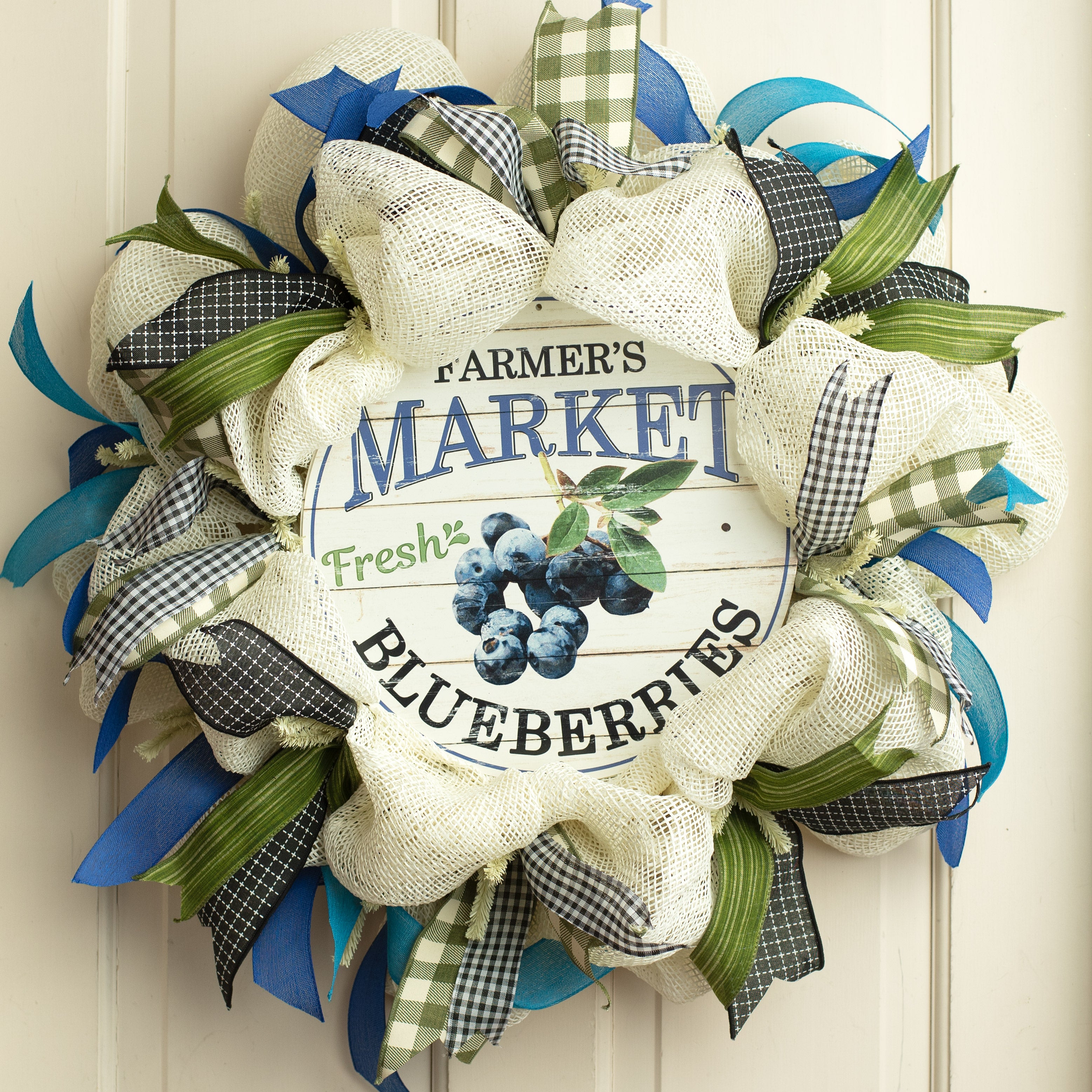 12" Metal Farmer's Market Sign: Blueberries Lifestyle Photo