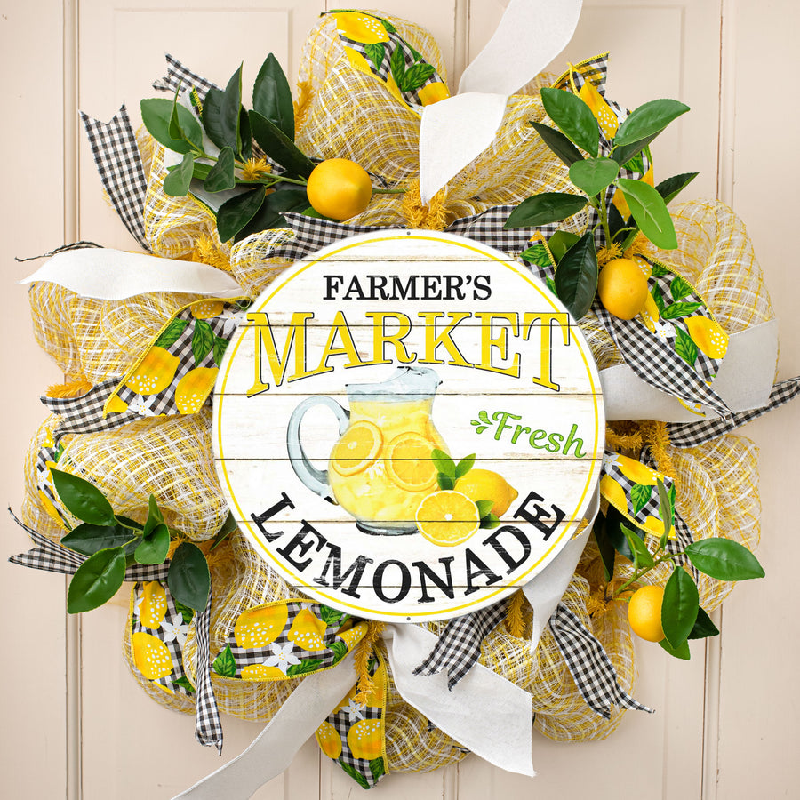 12" Metal Farmer's Market Sign: Lemonade Lifestyle Photo