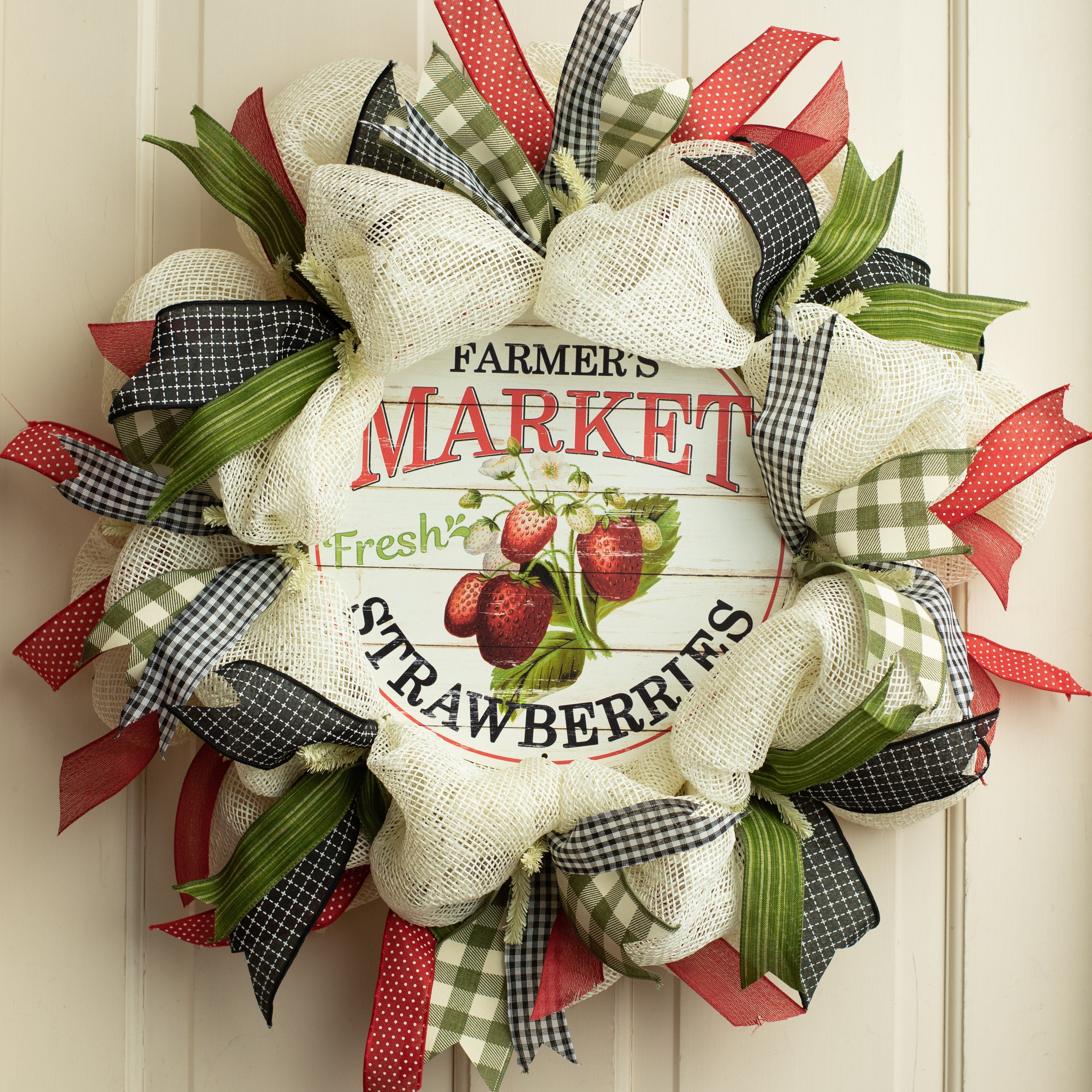 12" Metal Farmer's Market Sign: Strawberries Lifestyle Photo