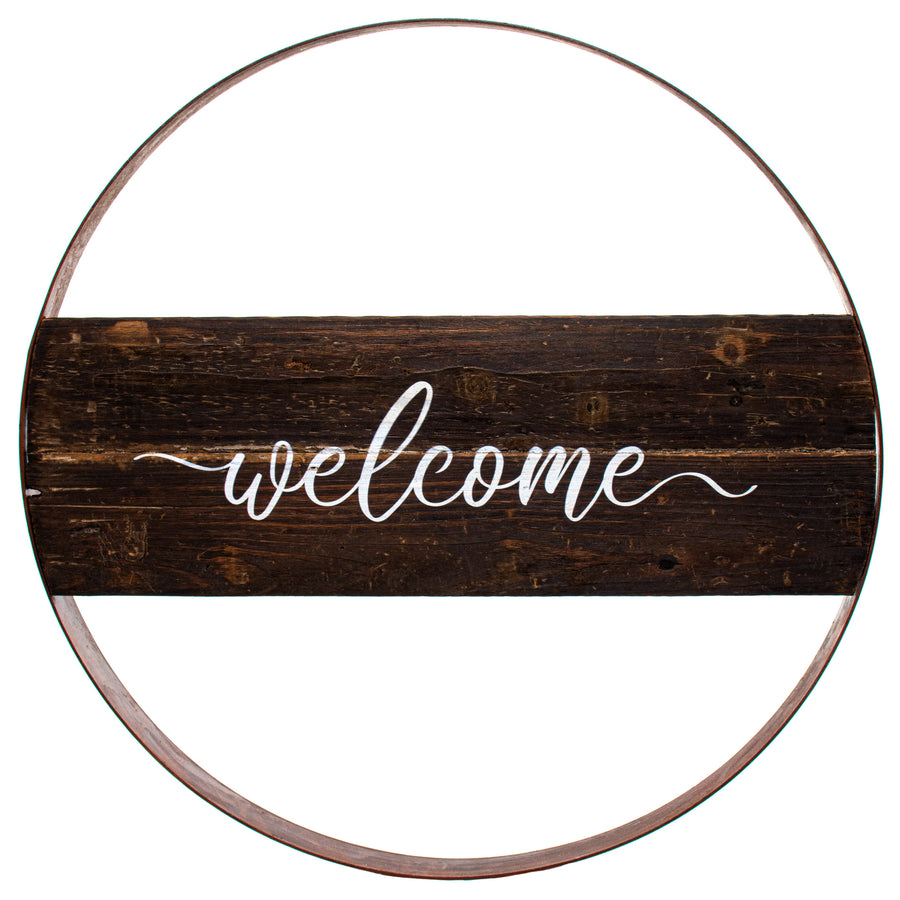 24" Metal Hoop Ring Sign: Welcome Item Number: AP0338