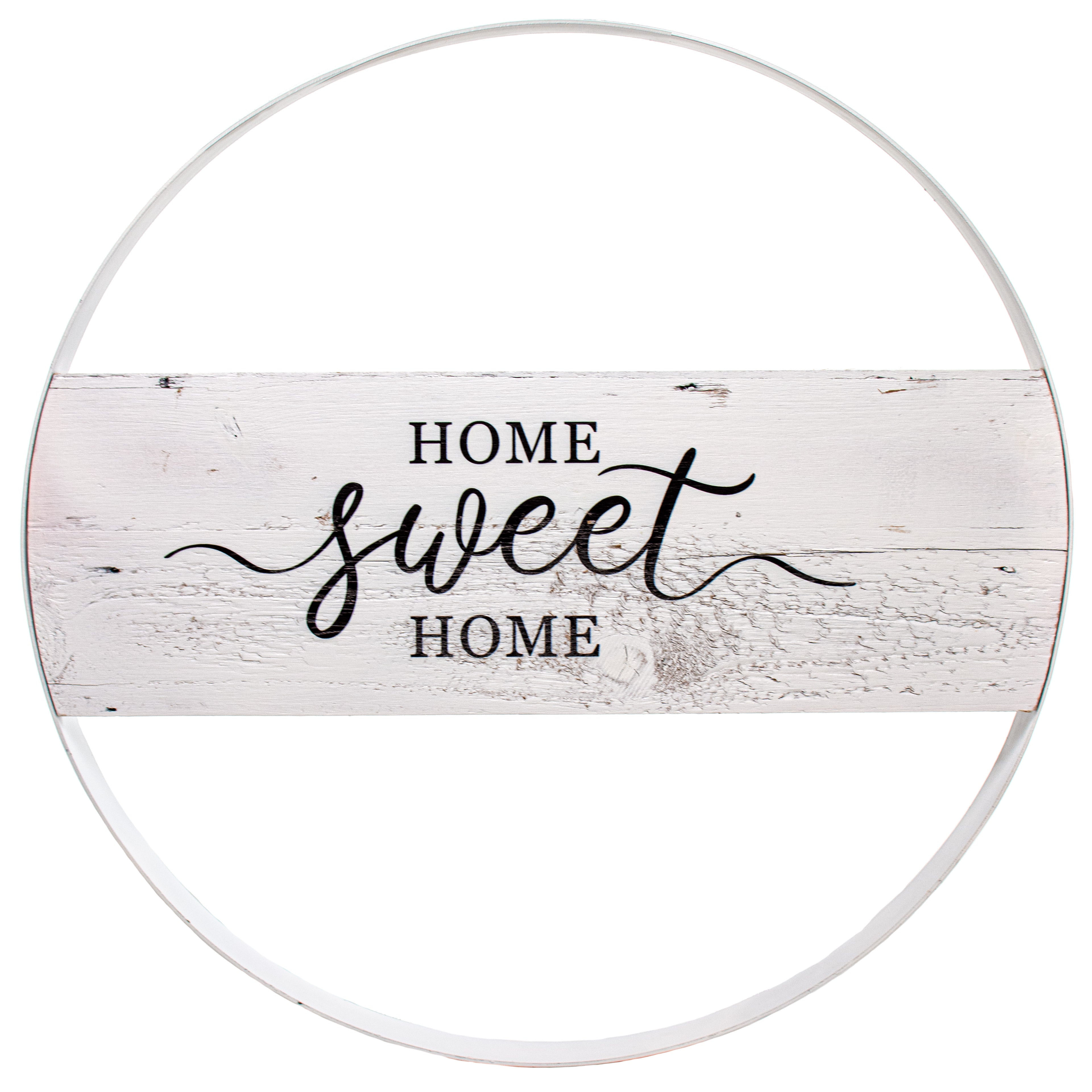 24" Metal Hoop Ring Sign: Whitewash Home Sweet Home Item Number: AW966527