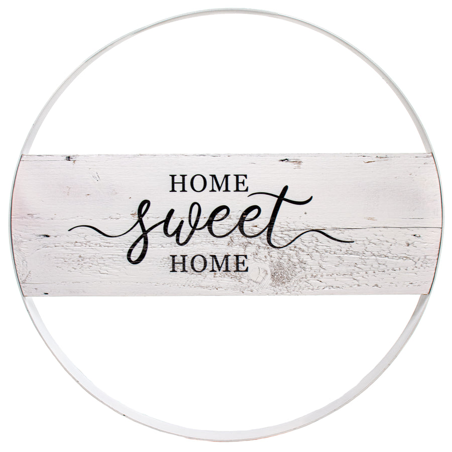 24" Metal Hoop Ring Sign: Whitewash Home Sweet Home Item Number: AW966527