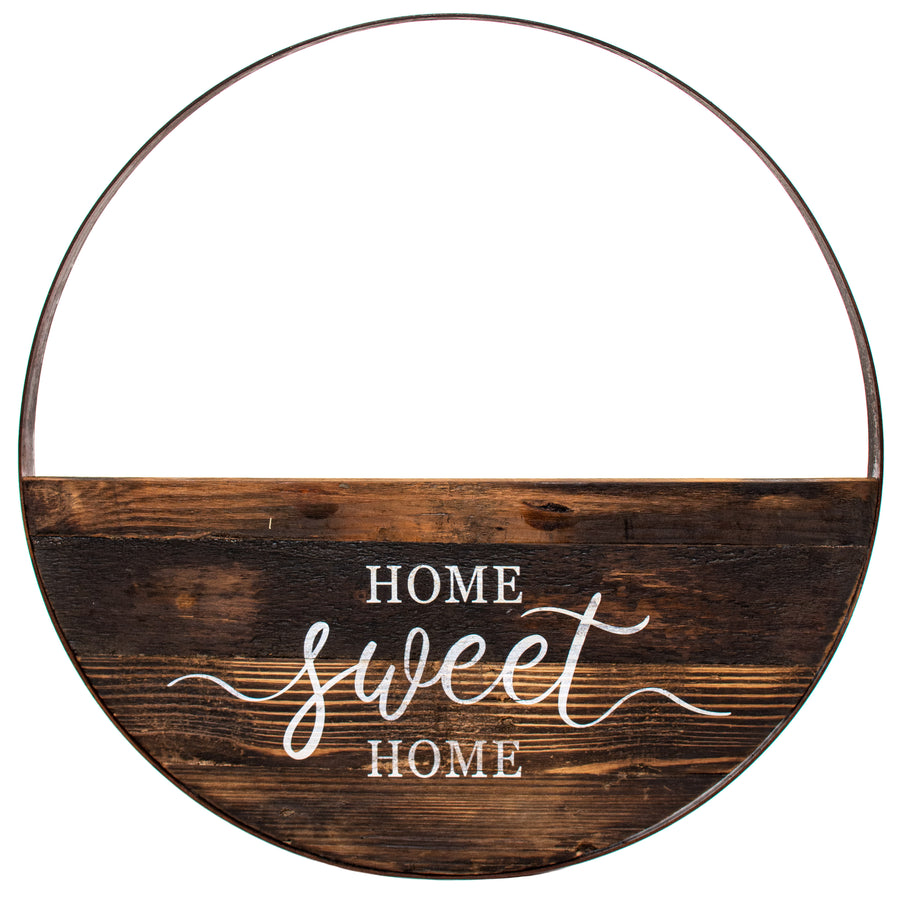 24" Metal Hoop Wall Pocket Sign: Home Sweet Home Item Number: AW9658