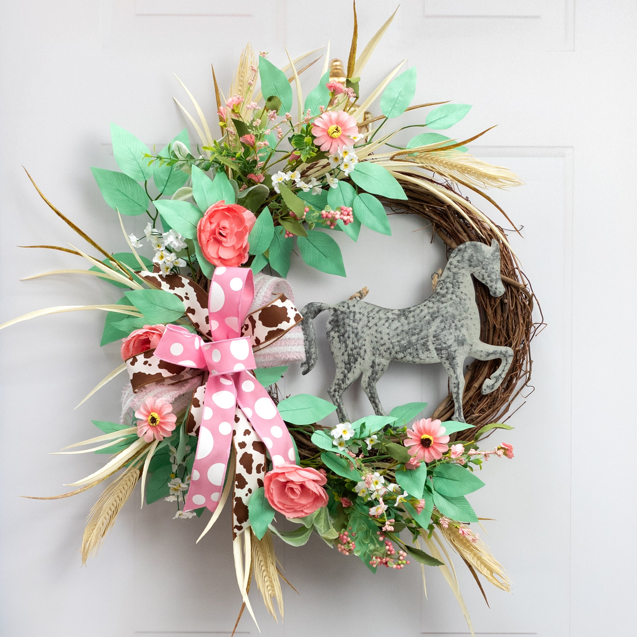 10" Metal Horse Ornament: Distressed Gray Lifestyle Photo