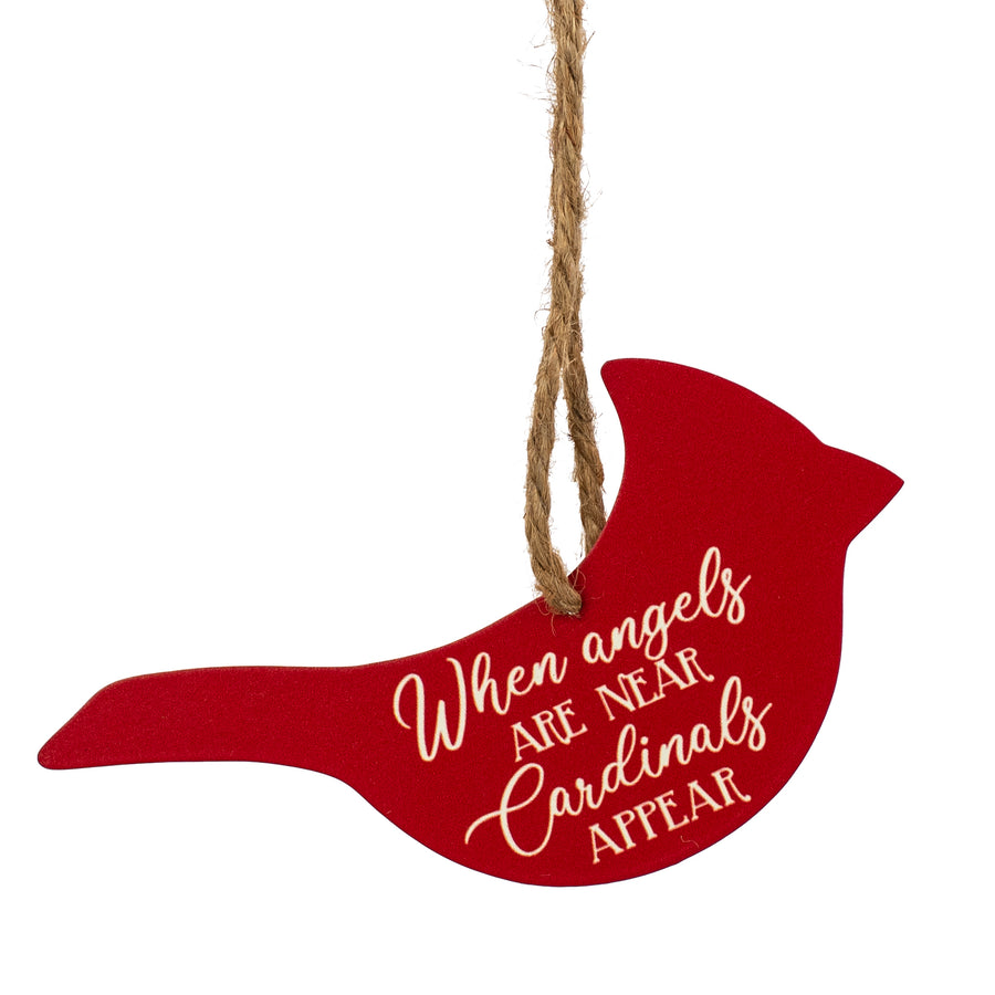 5.5" Metal Ornament Sign: Cardinals Appear Item Number: MS1747