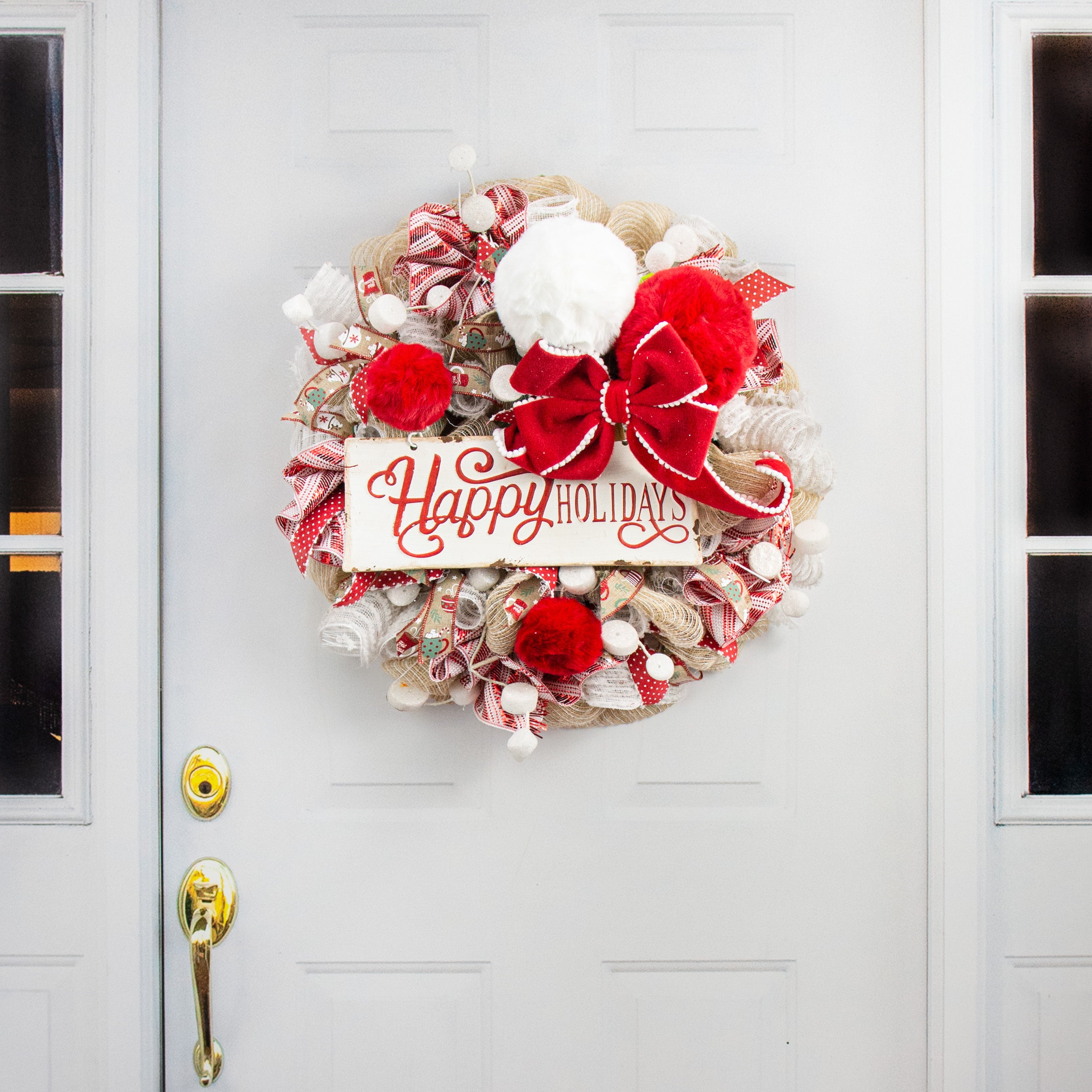 16" Metal Plaque: Red & White Happy Holidays detail photo 5