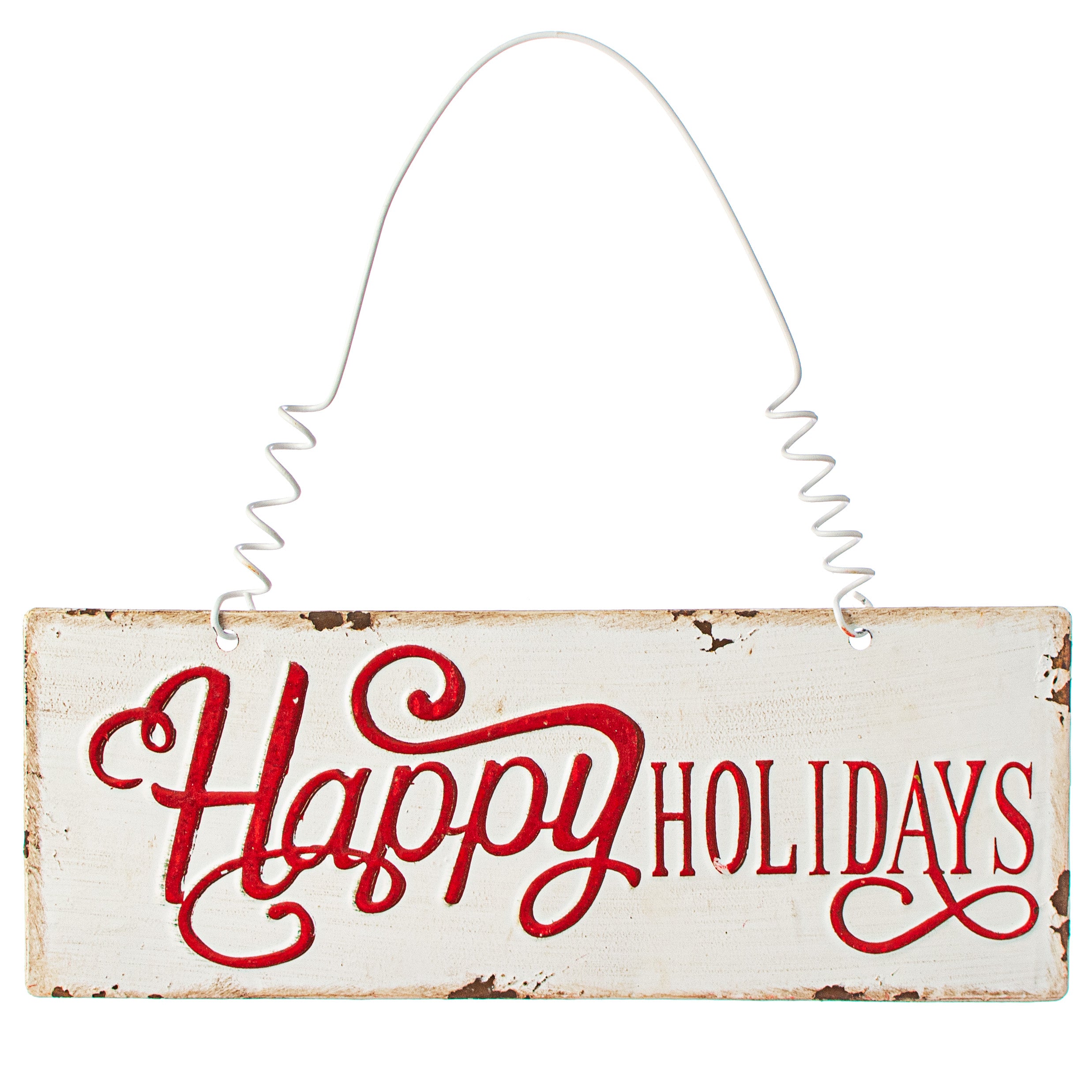 16" Metal Plaque: Red & White Happy Holidays Item Number: 11238