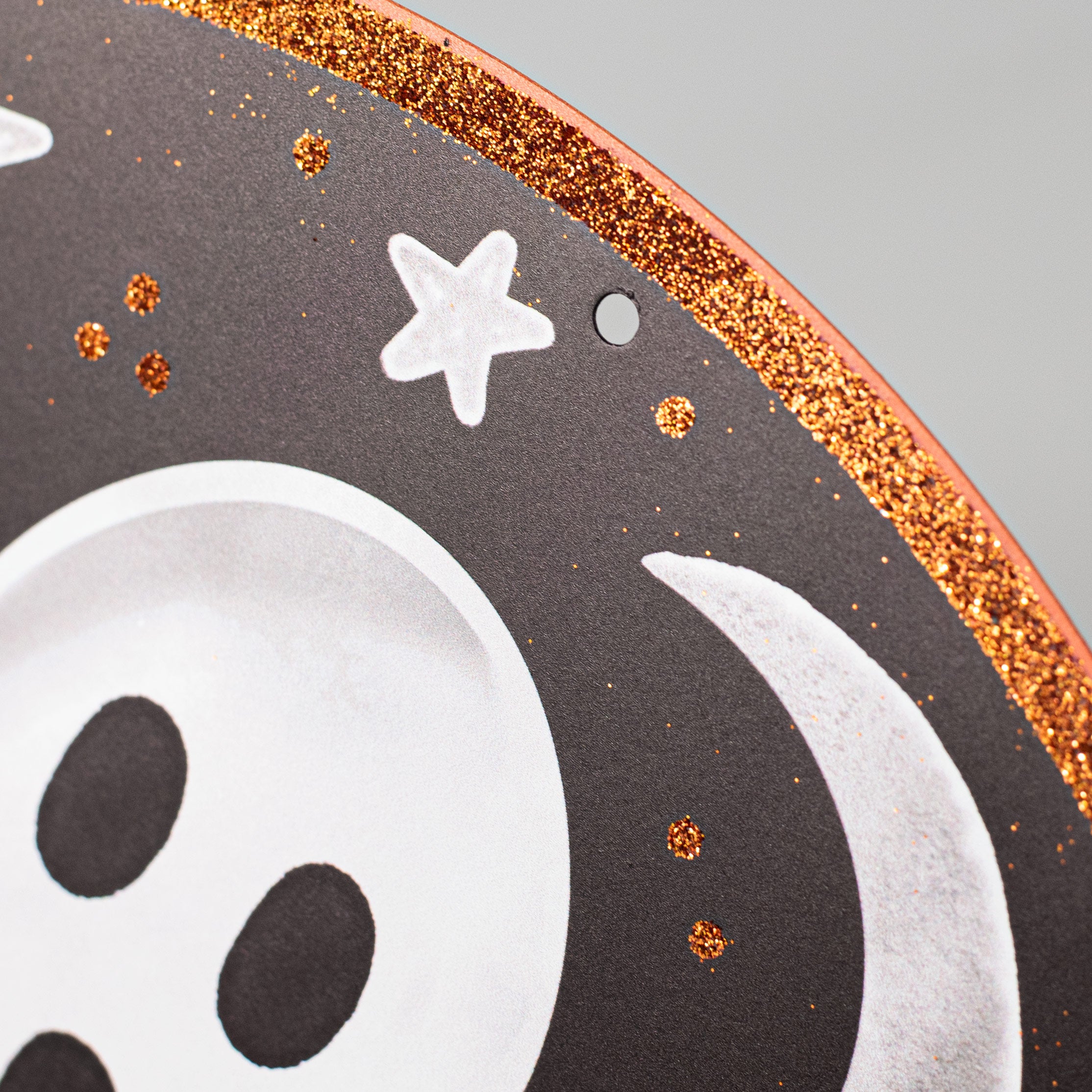 12" Metal Sign: Black & Orange Spooky Ghost detail photo 3