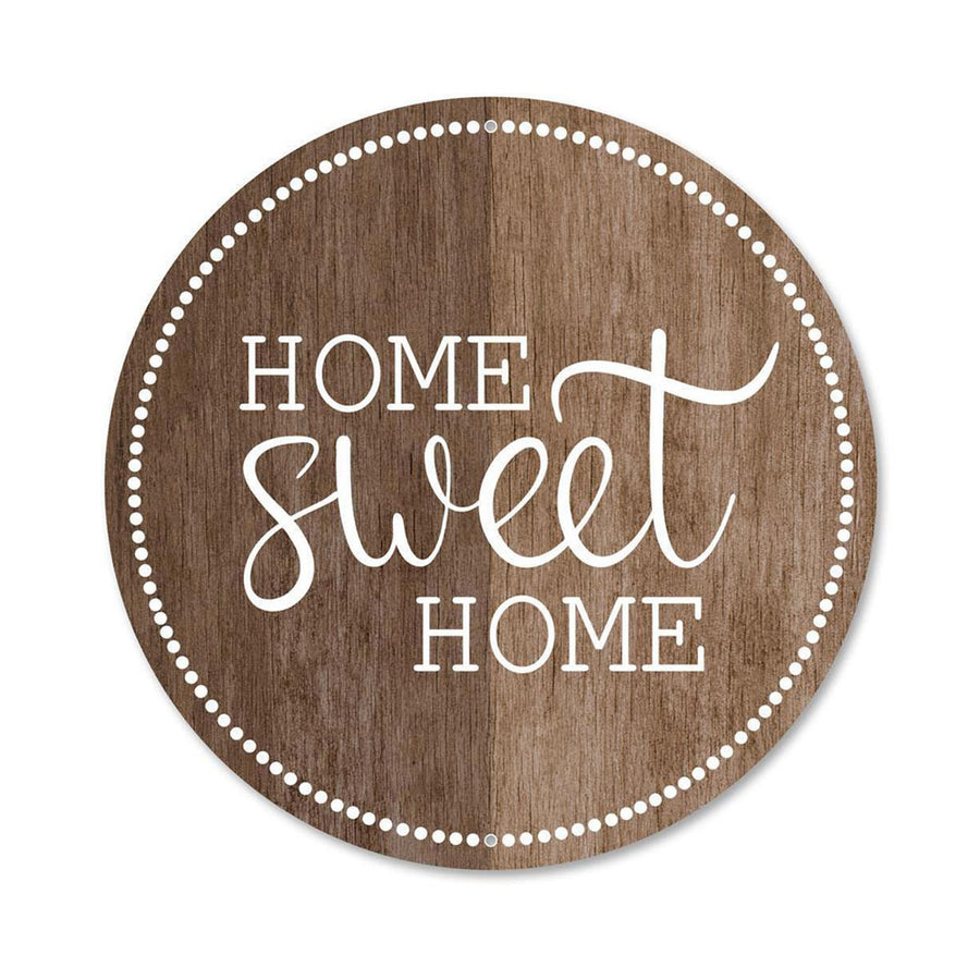 8" Metal Sign: Brown Wood Home Sweet Home Item Number: MD0955