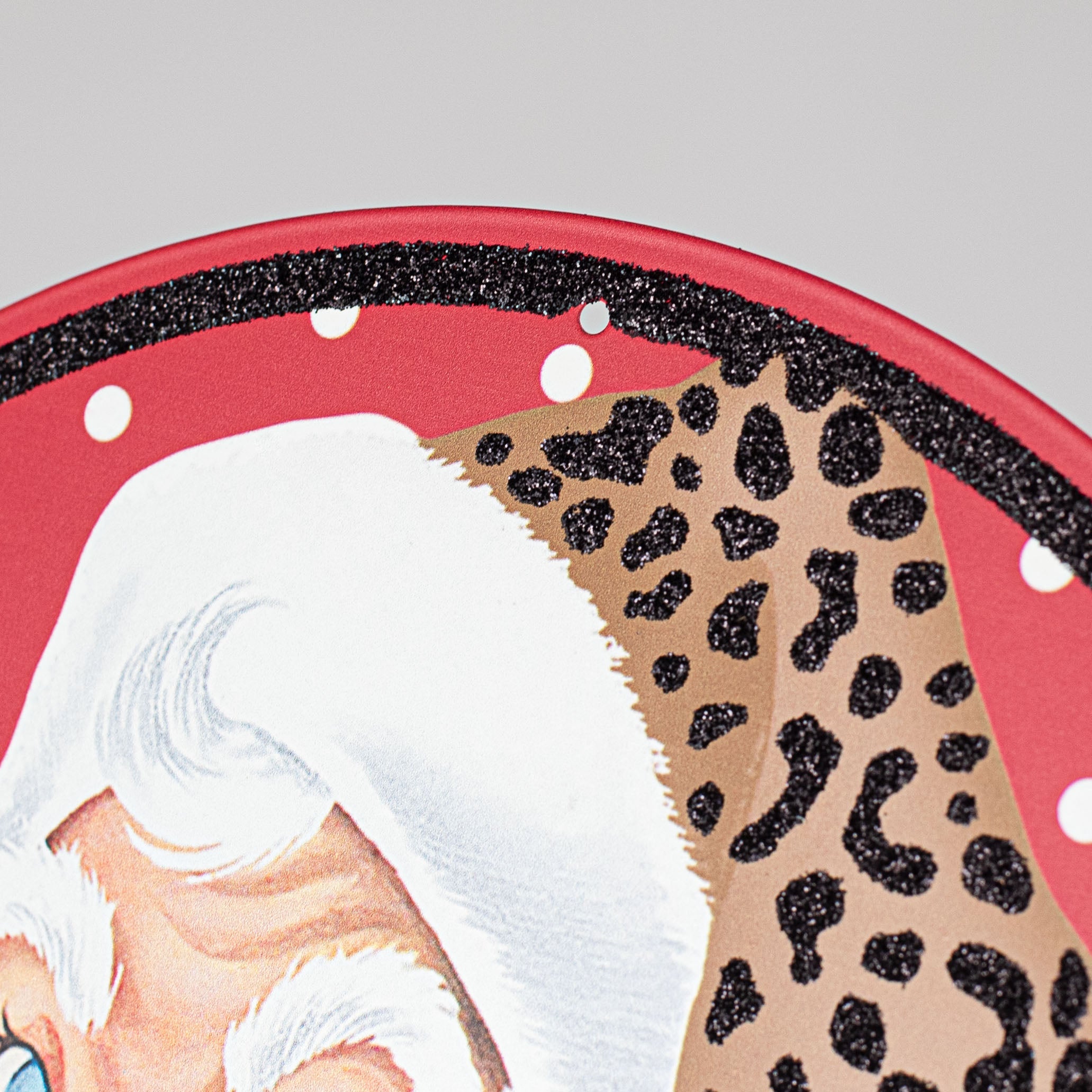 12" Metal Sign: Christmas Leopard Santa detail photo 3