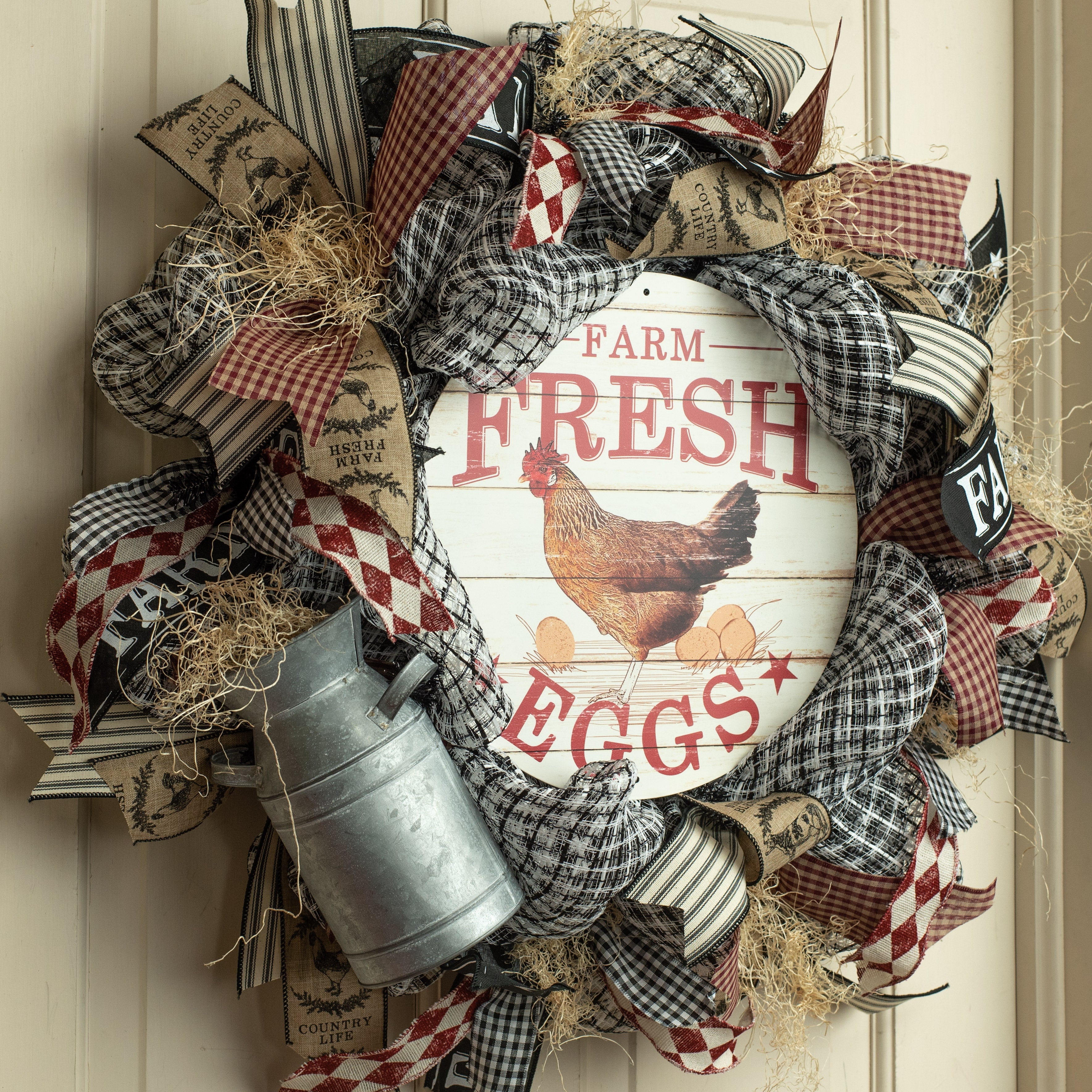 12" Metal Sign: Farm Fresh Eggs Lifestyle Photo