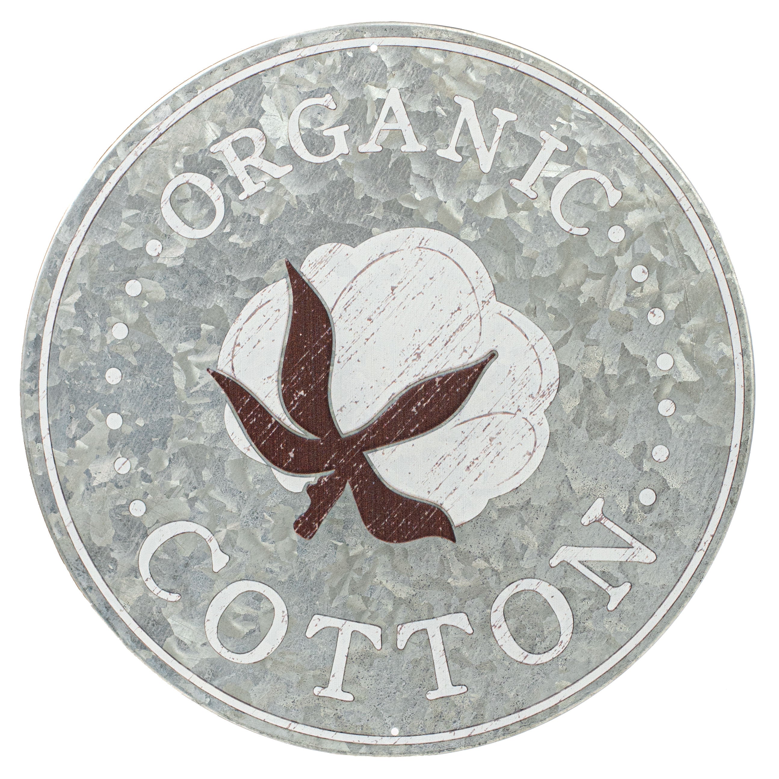 12" Metal Sign: Galvanized Cotton Pod Item Number: MD0479