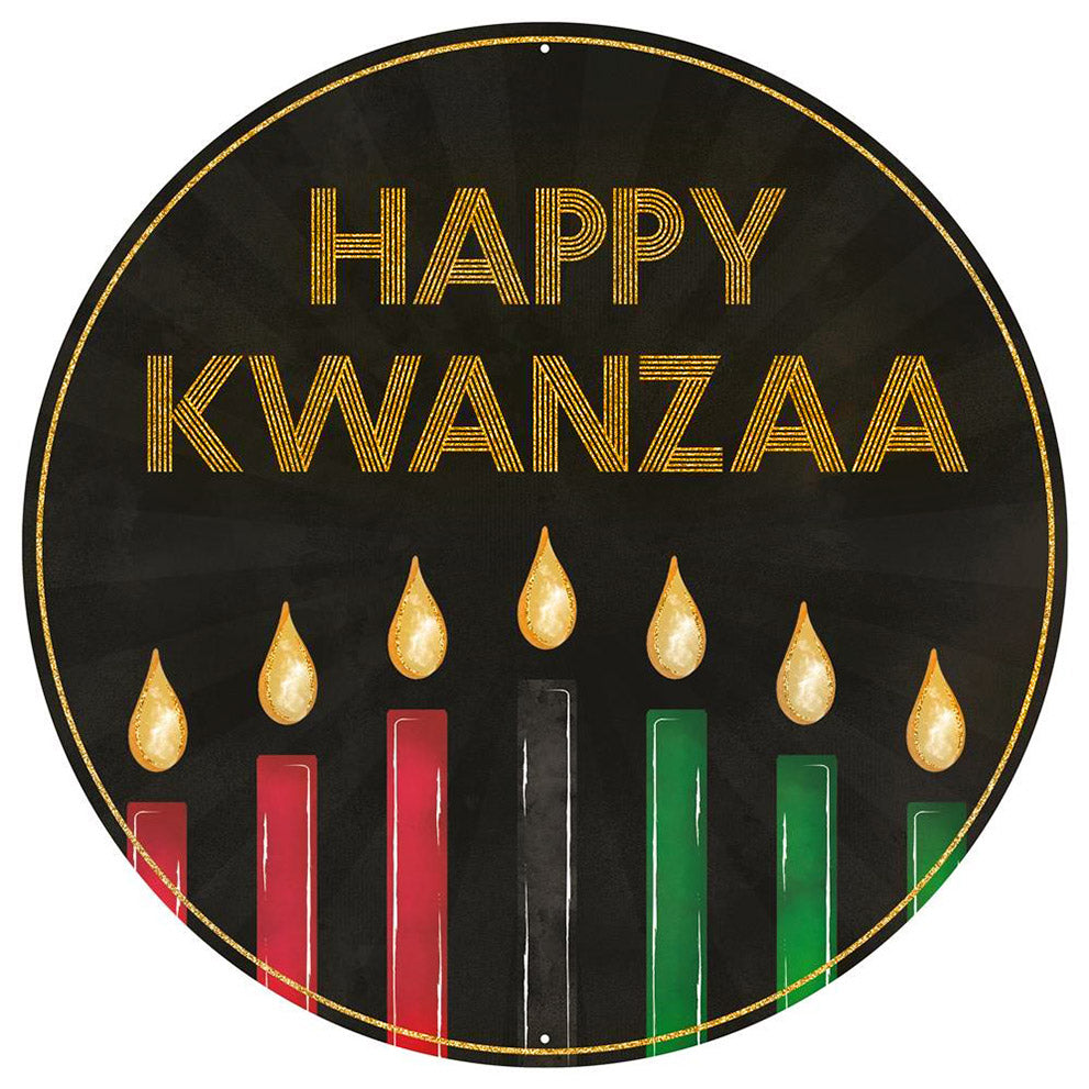 12" Metal Sign: Glitter Happy Kwanzaa Item Number: MD0558