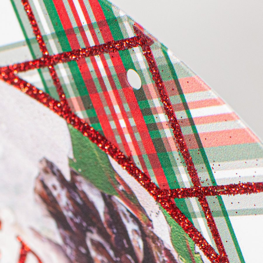 12" Metal Sign: Glitter Merry Christmas Cardinal detail photo 3