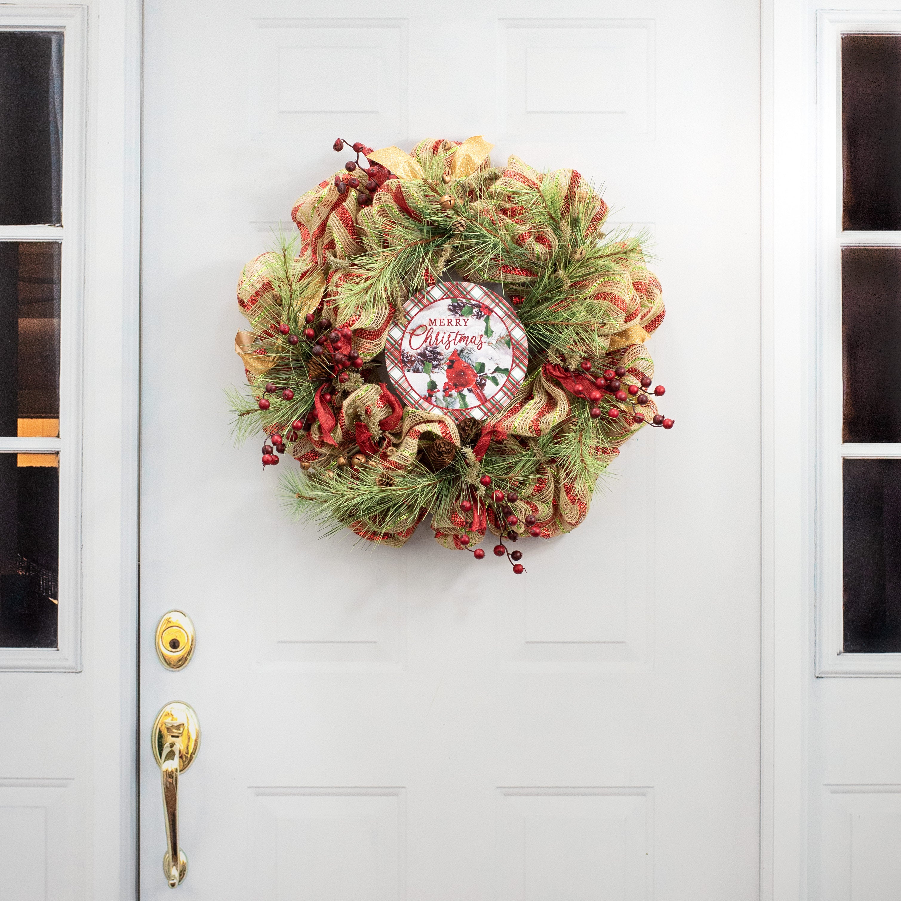 8" Metal Sign: Glitter Merry Christmas Cardinal detail photo 4