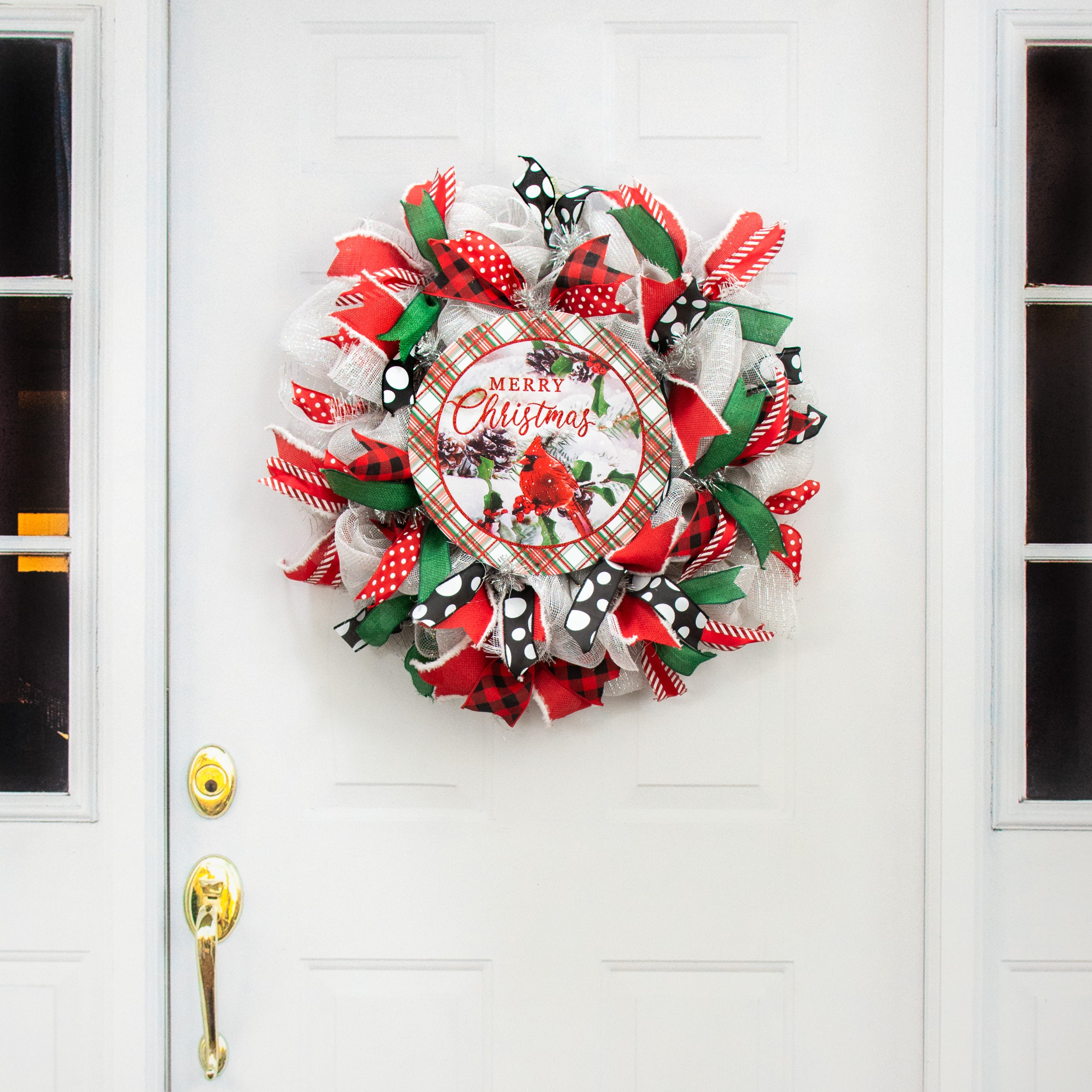 12" Metal Sign: Glitter Merry Christmas Cardinal detail photo 4