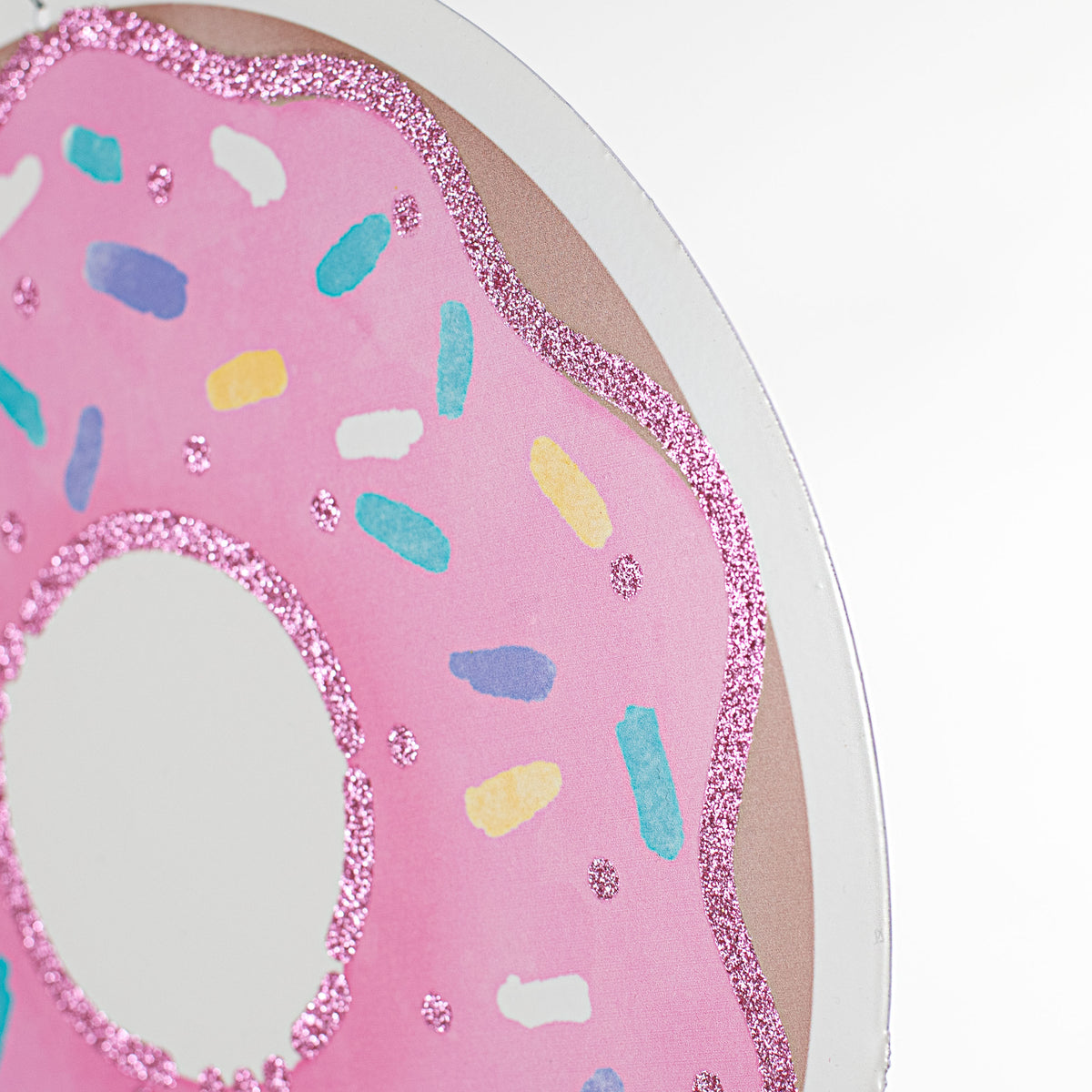 12" Metal Sign: Glitter Pink Donut detail photo 3