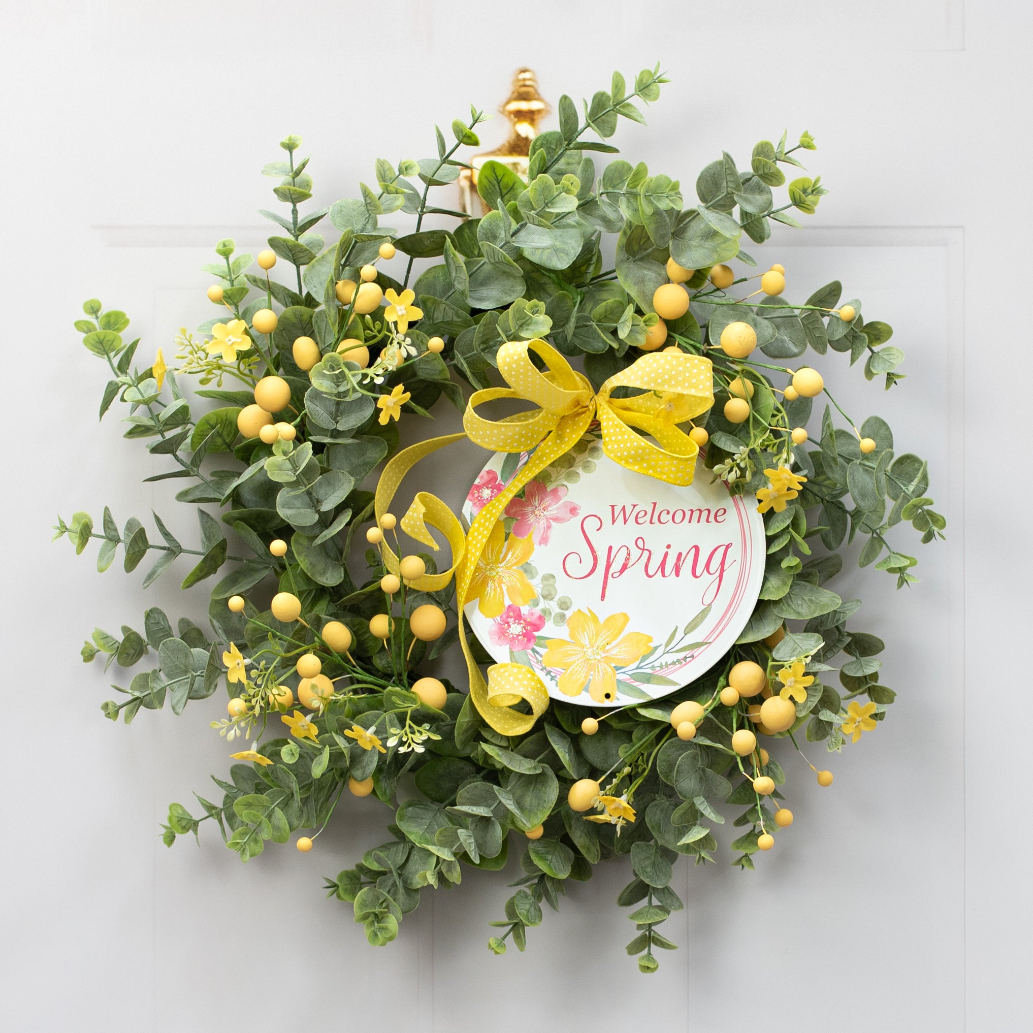 8" Metal Sign: Glitter Welcome Spring Lifestyle Photo