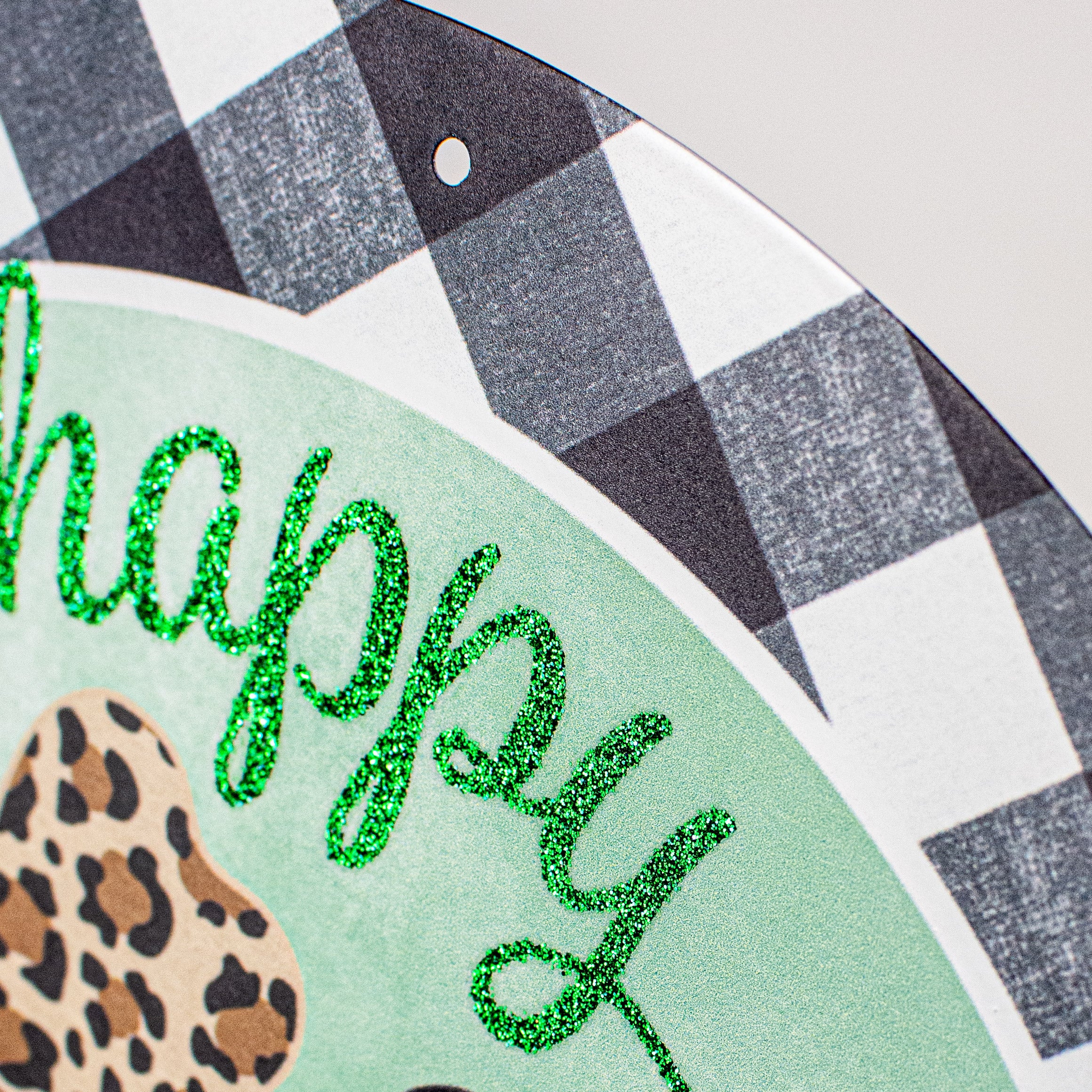 12" Metal Sign: Glittered Happy St. Patrick's Day detail photo 3