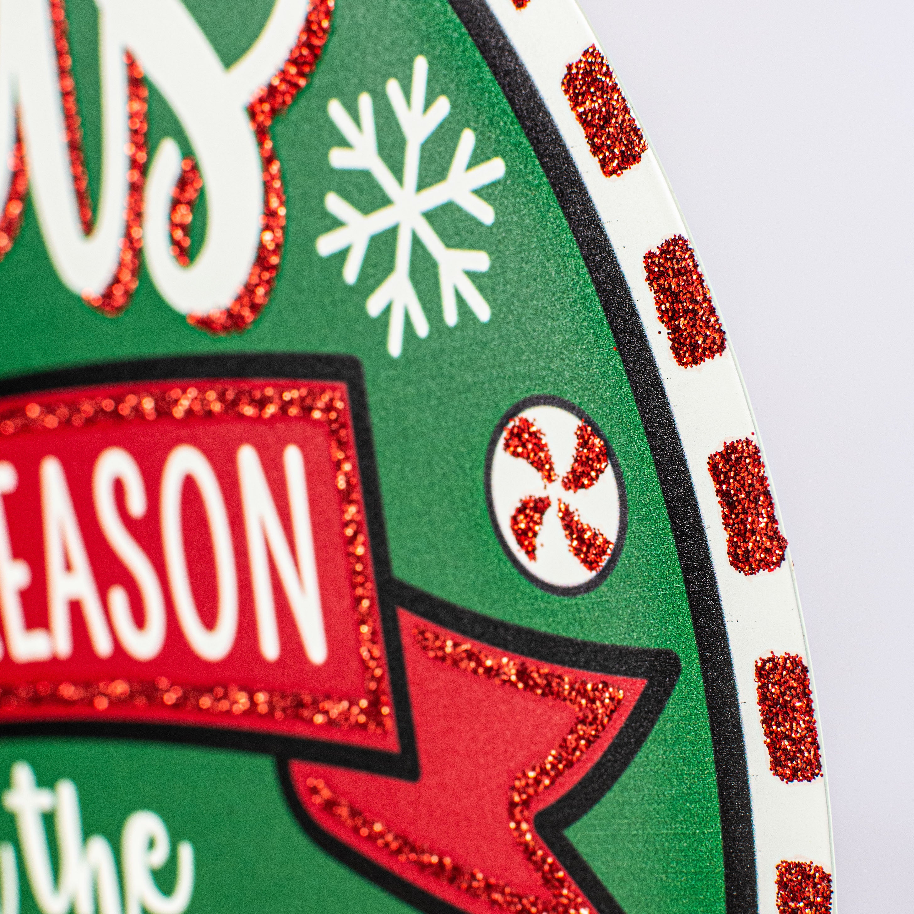 12" Metal Sign: Glittered Jesus is the Reason detail photo 3