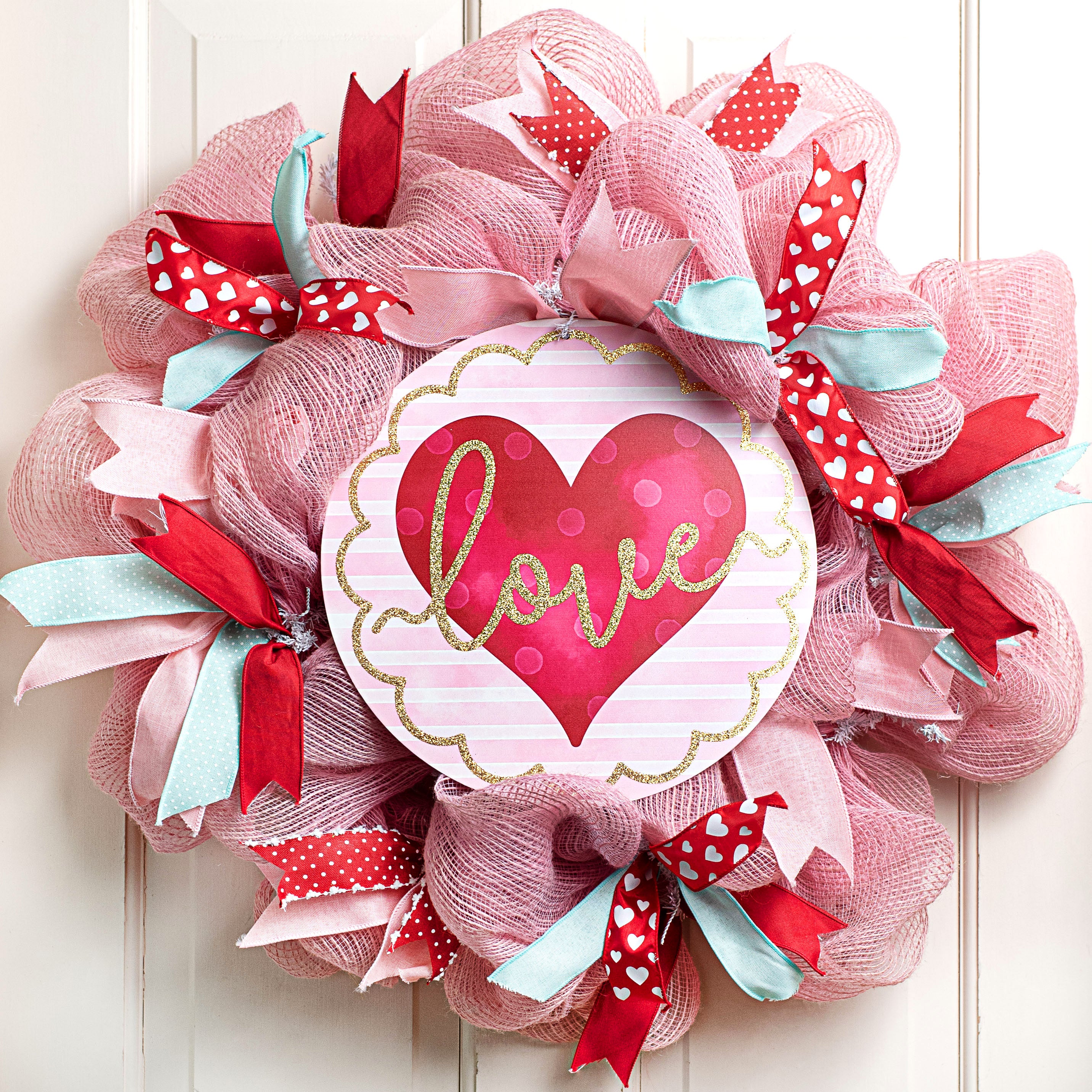 12" Metal Sign: Glittered Love Heart Lifestyle Photo