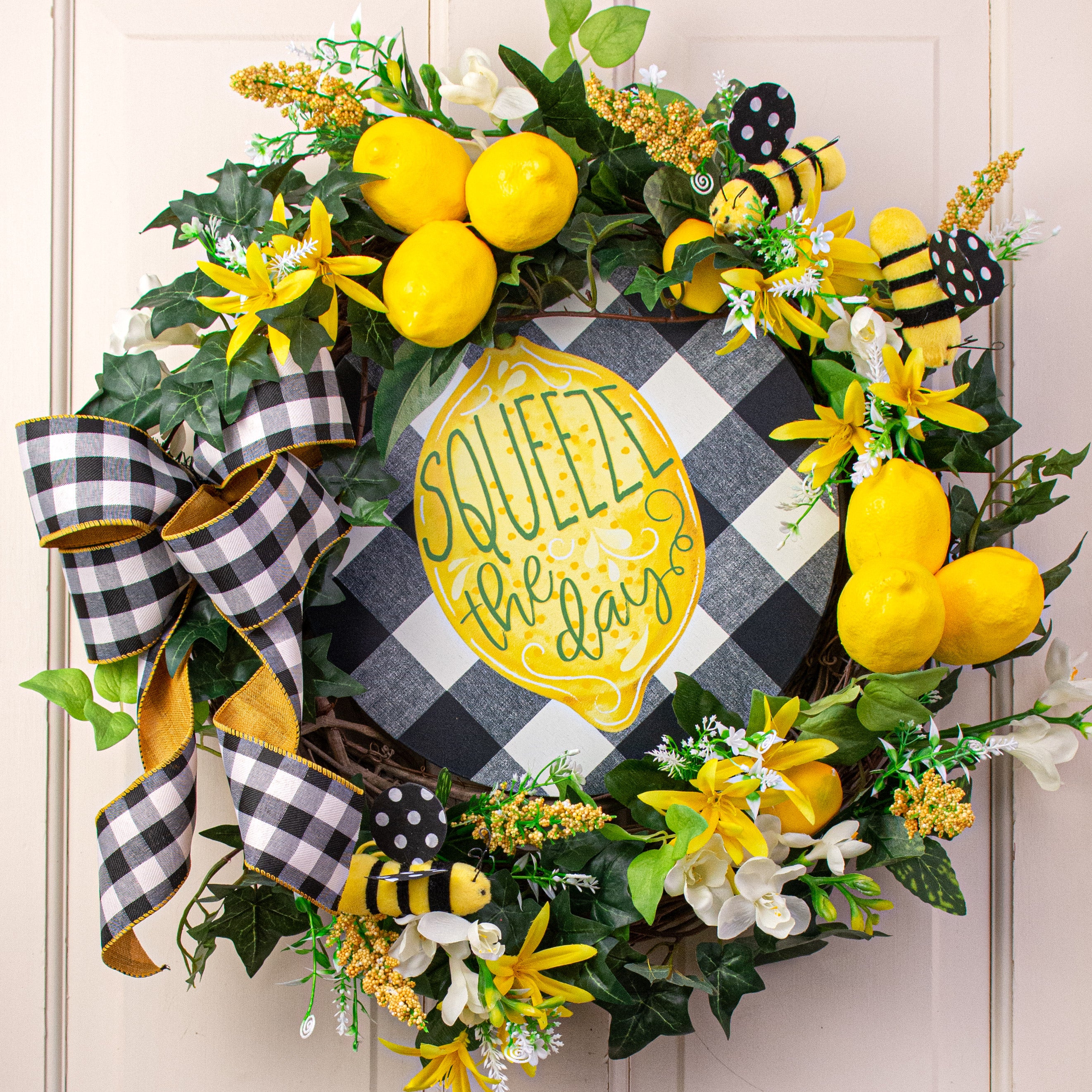 12" Metal Sign: Glittered Squeeze the Day Lemon Lifestyle Photo