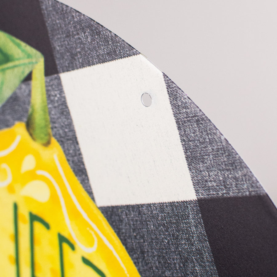 12" Metal Sign: Glittered Squeeze the Day Lemon detail photo 3