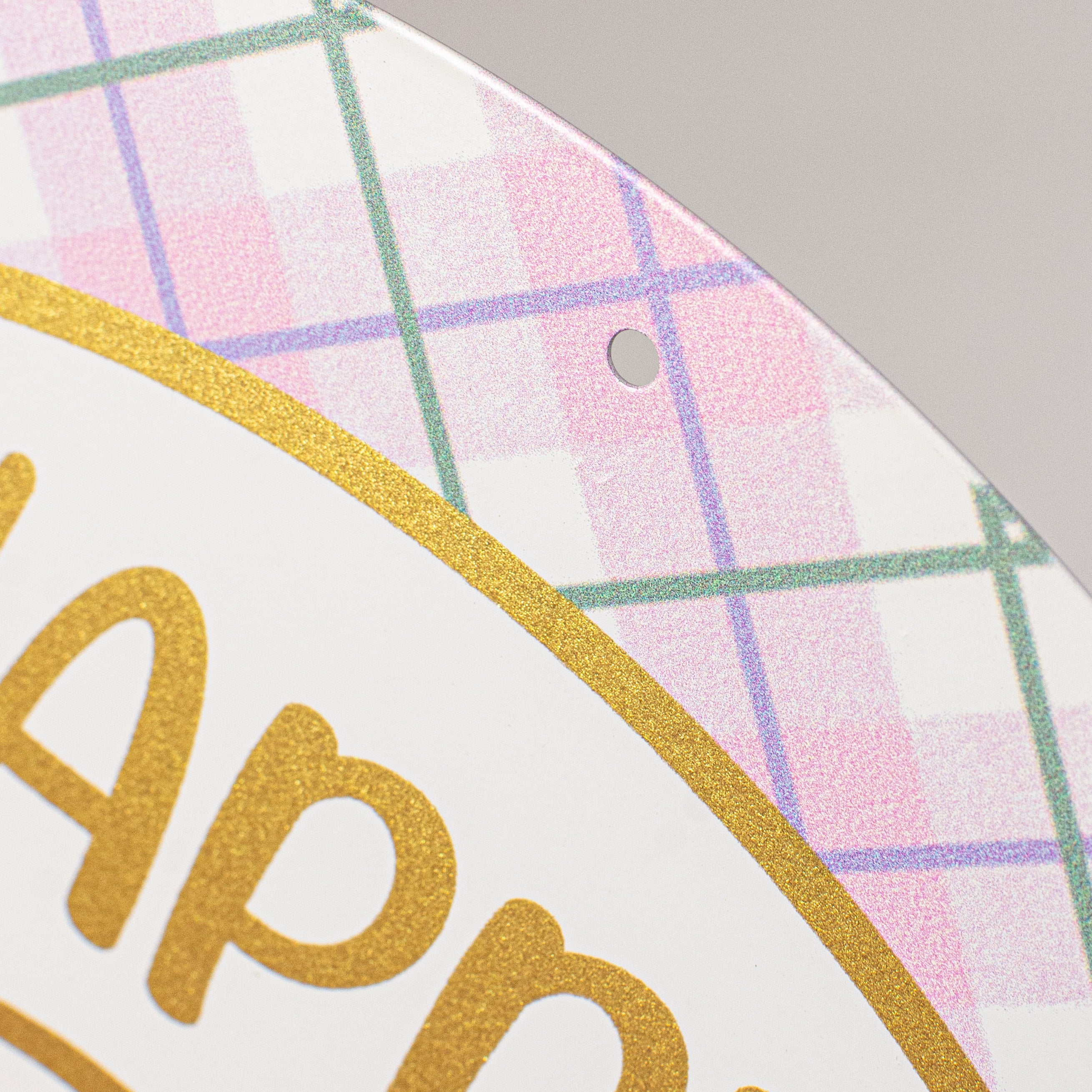 12" Metal Sign: Gold Foil Happy Easter detail photo 3