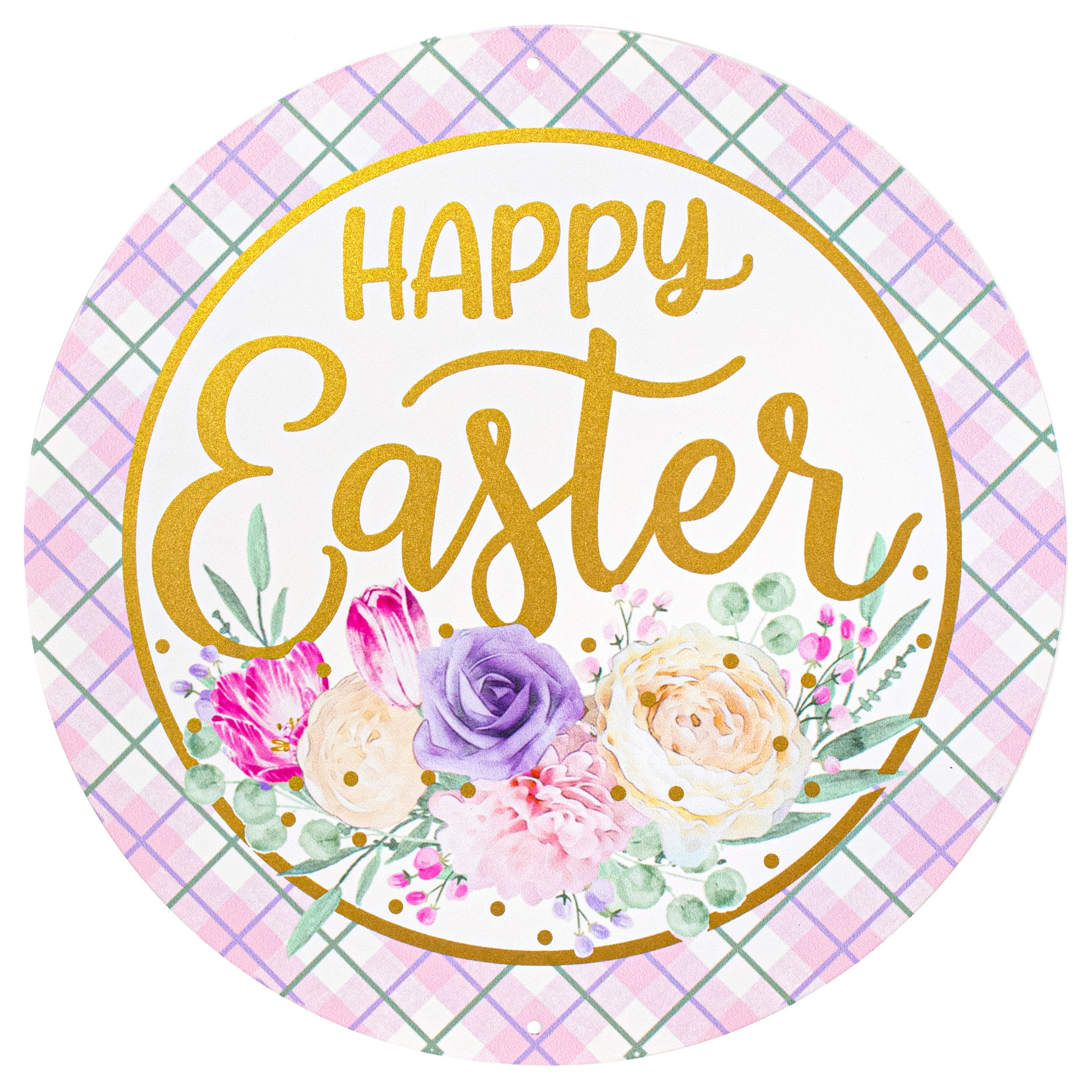 12" Metal Sign: Gold Foil Happy Easter Item Number: MD0832