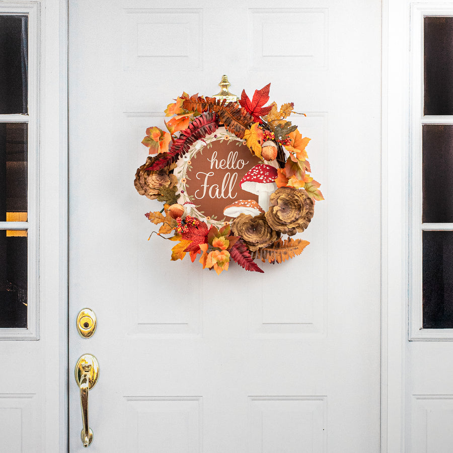 12" Metal Sign: Hello Fall Mushroom detail photo 4