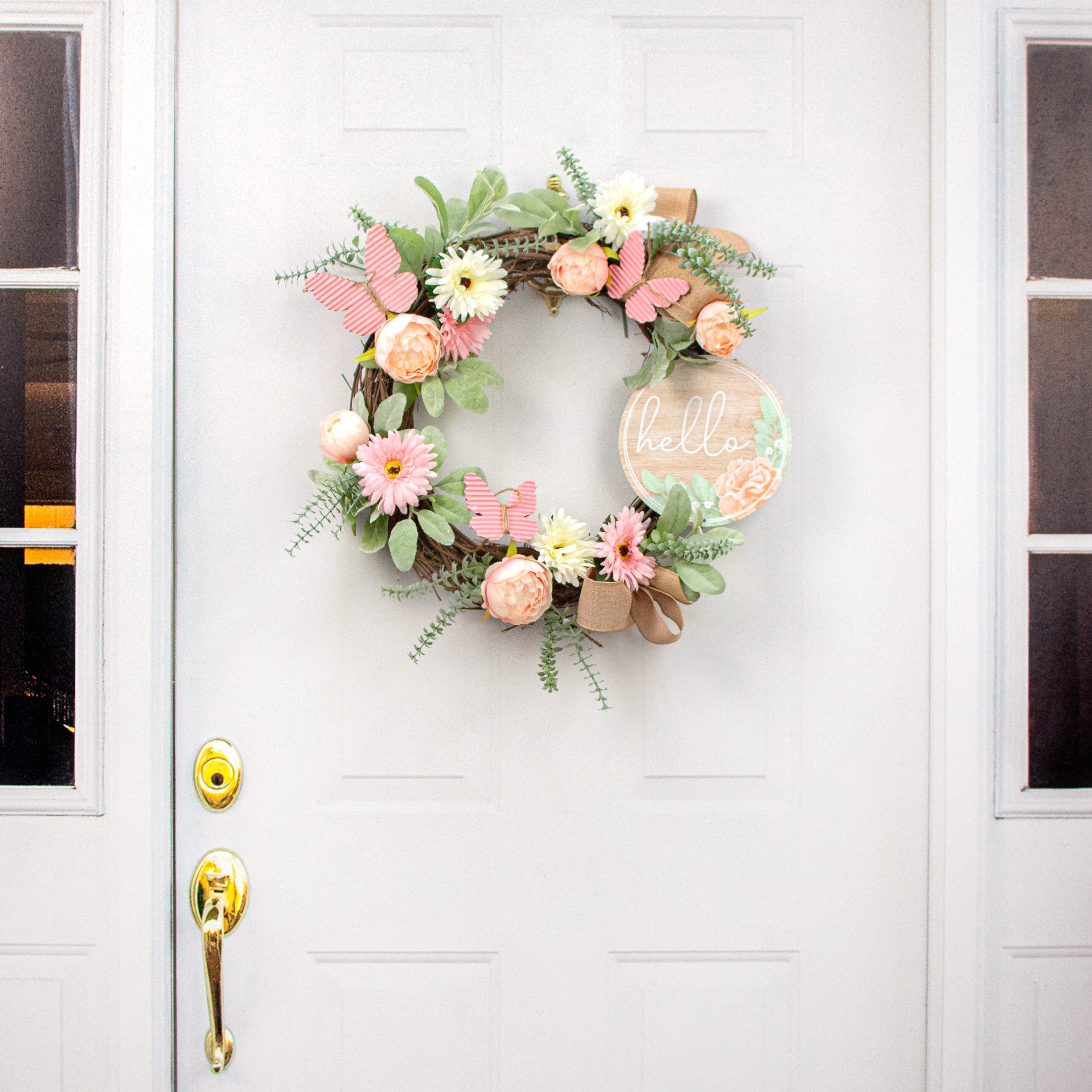 8" Metal Sign: Hello Tan, Sage, Pink detail photo 4